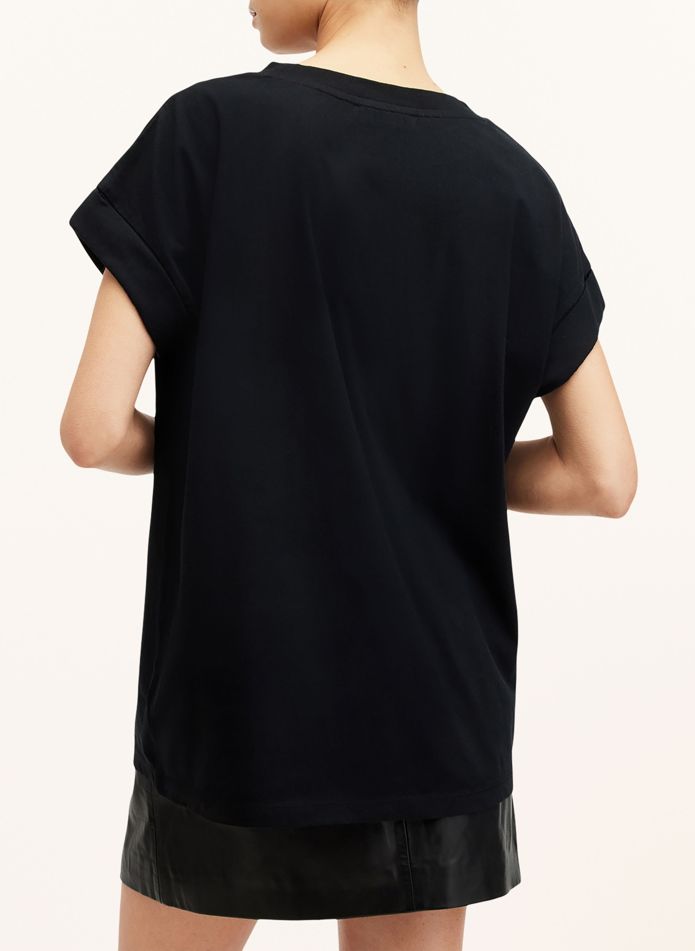 ALLSAINTS T-shirt with decorative gem trim, Color: BLACK (Image 3)