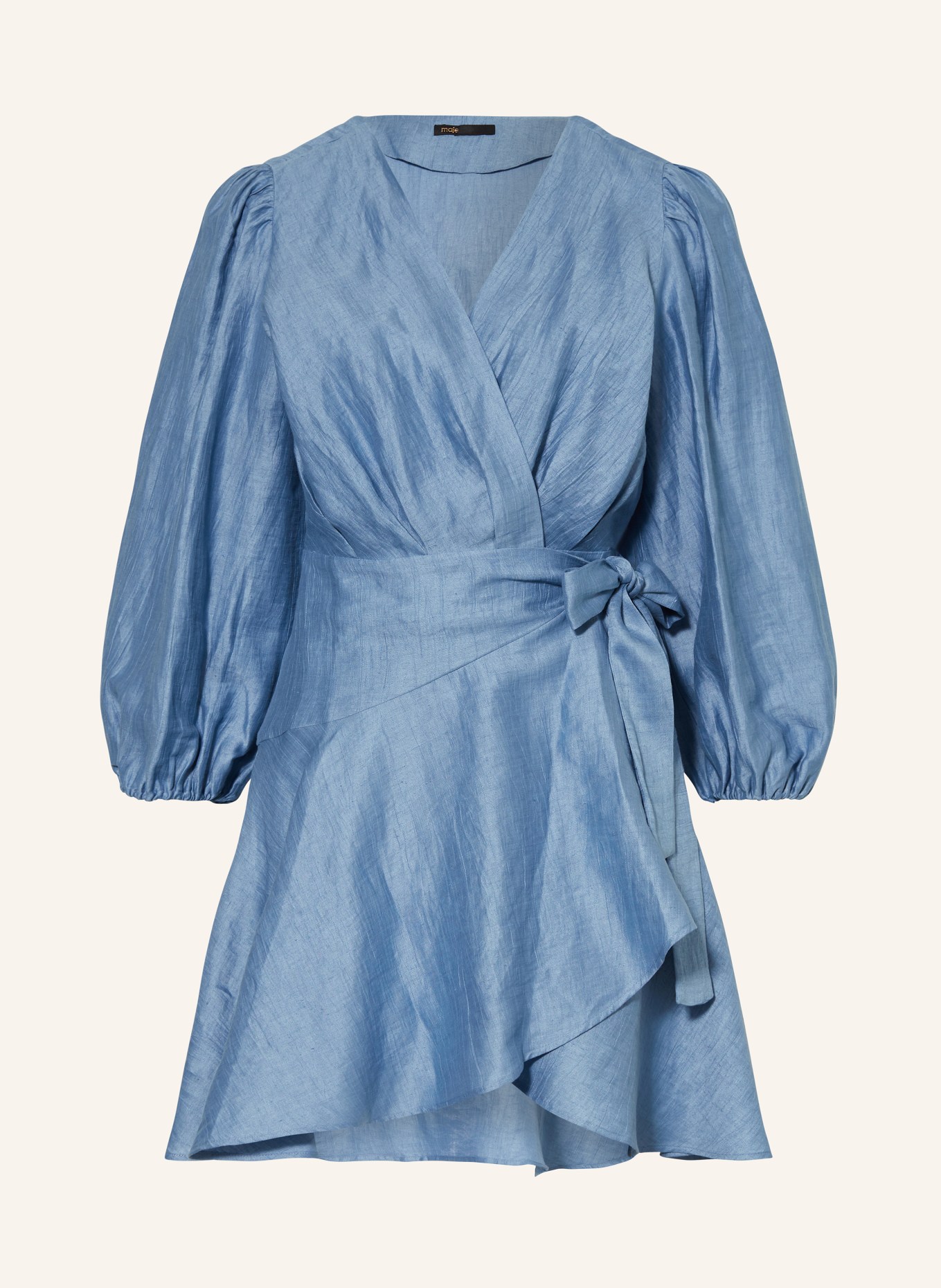 maje Sukienka w stylu kopertowym z lnu, Kolor: JASNONIEBIESKI (Obrazek 1)