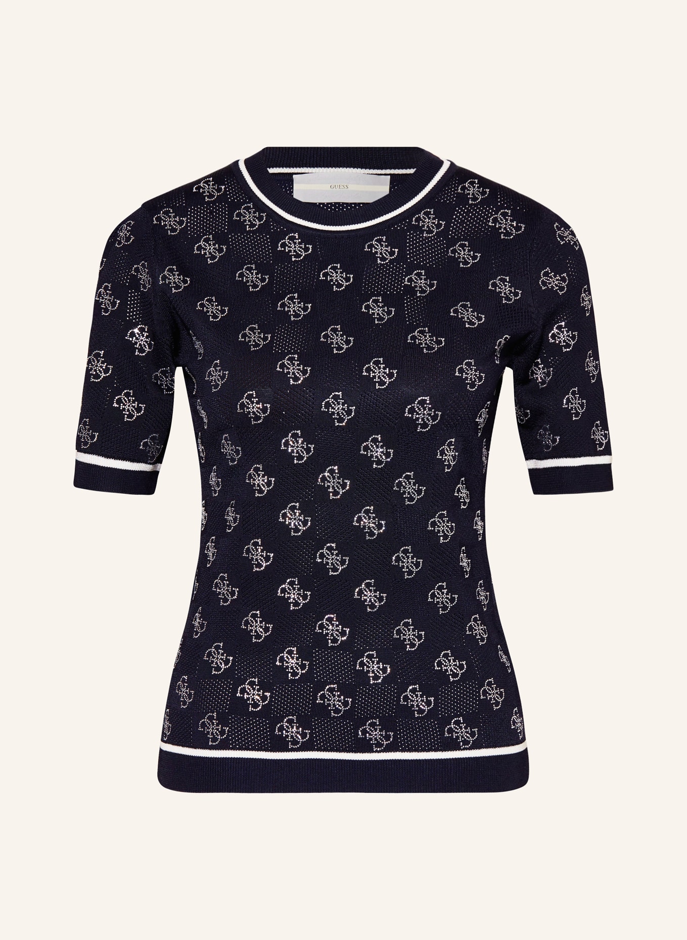 GUESS Knit shirt with decorative gems, Color: DARK BLUE (Image 1)
