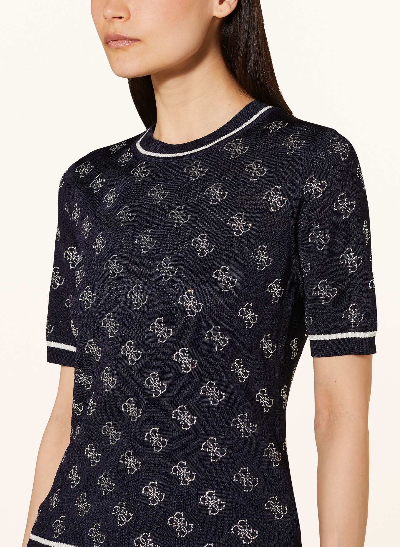 GUESS Knit shirt with decorative gems, Color: DARK BLUE (Image 4)