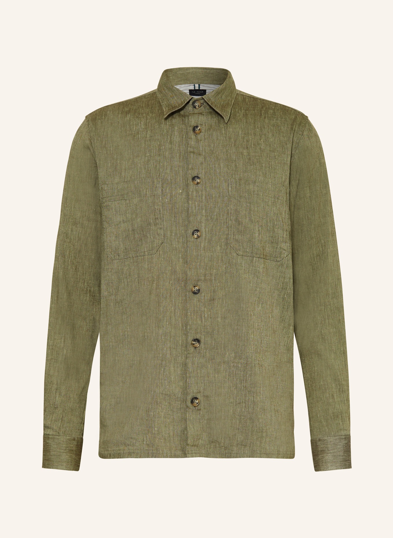TED BAKER Shirt IIO relaxed fit with linen, Color: KHAKI (Image 1)