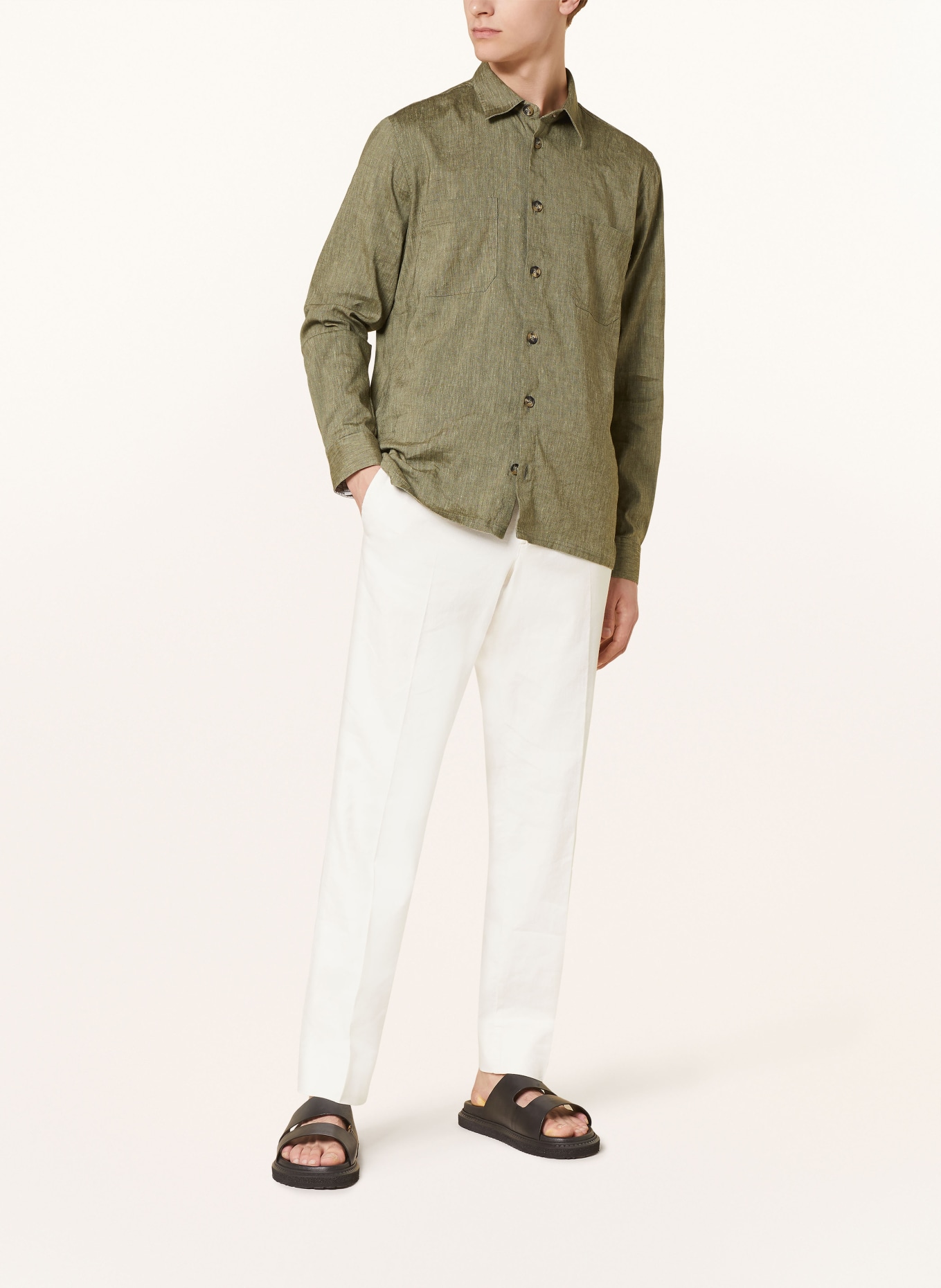 TED BAKER Shirt IIO relaxed fit with linen, Color: KHAKI (Image 2)