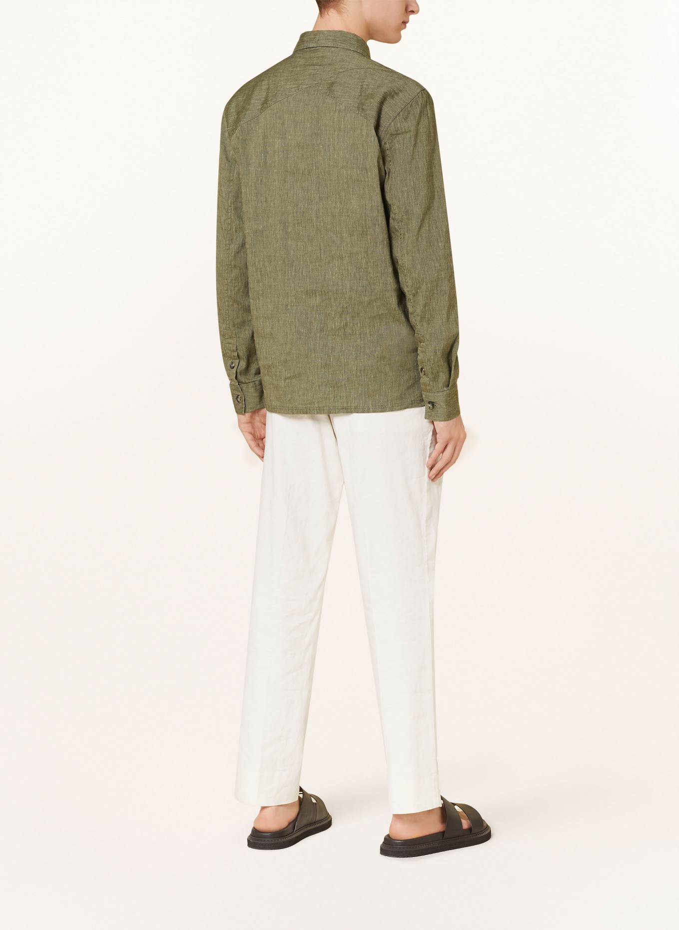 TED BAKER Shirt IIO relaxed fit with linen, Color: KHAKI (Image 3)