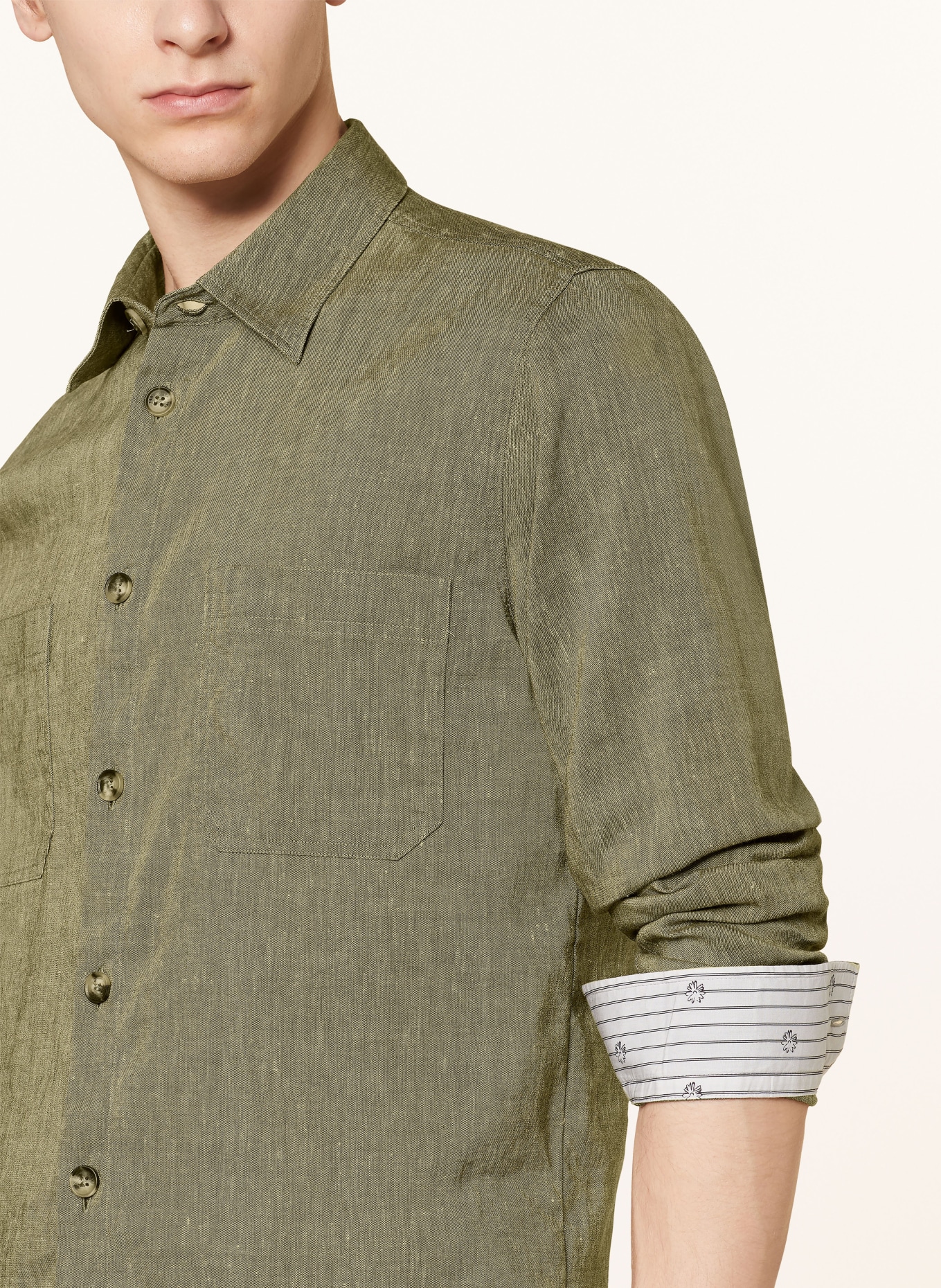 TED BAKER Shirt IIO relaxed fit with linen, Color: KHAKI (Image 4)