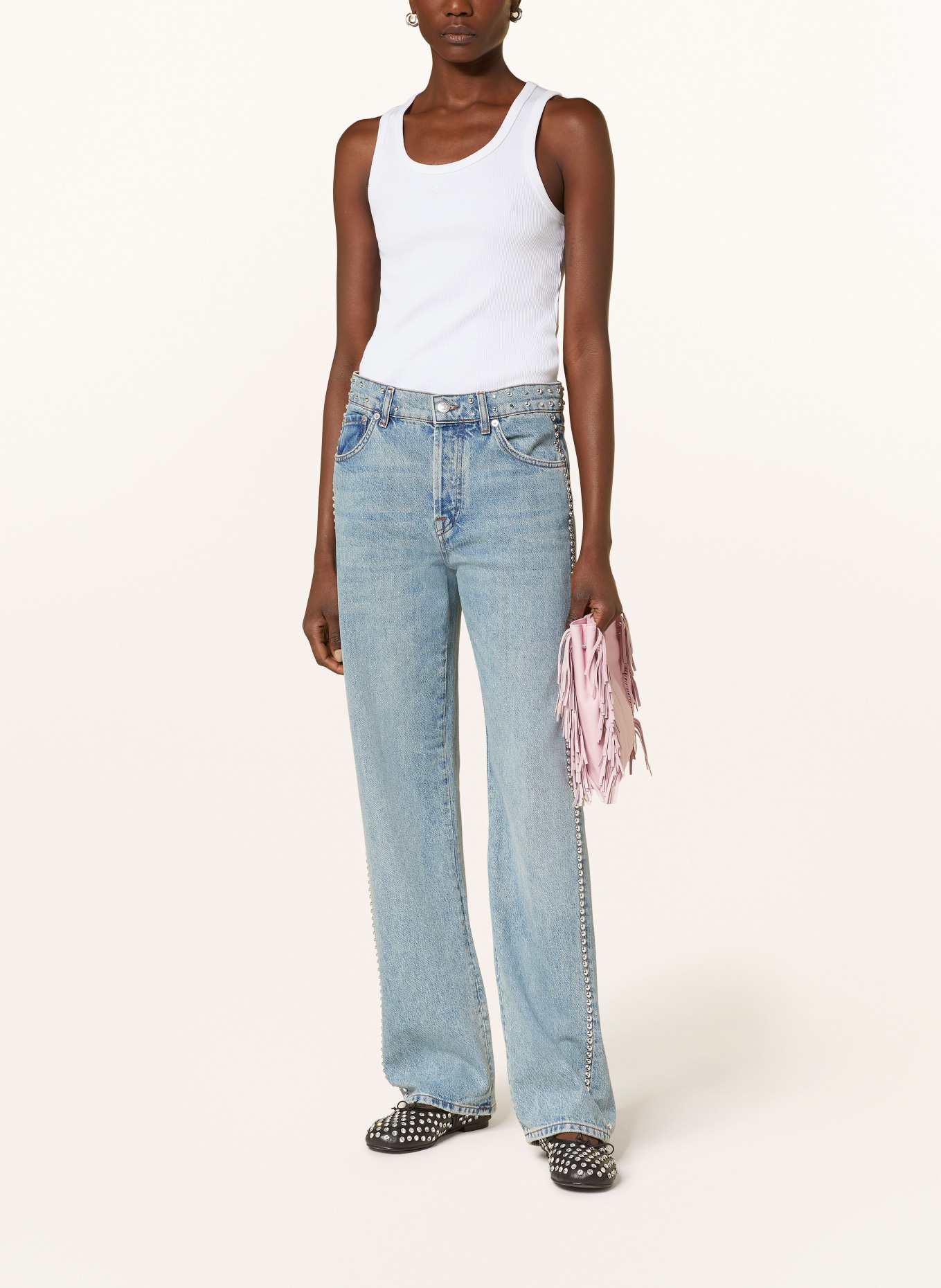 maje Straight Jeans mit Nieten, Farbe: 0201 BLUE (Bild 2)