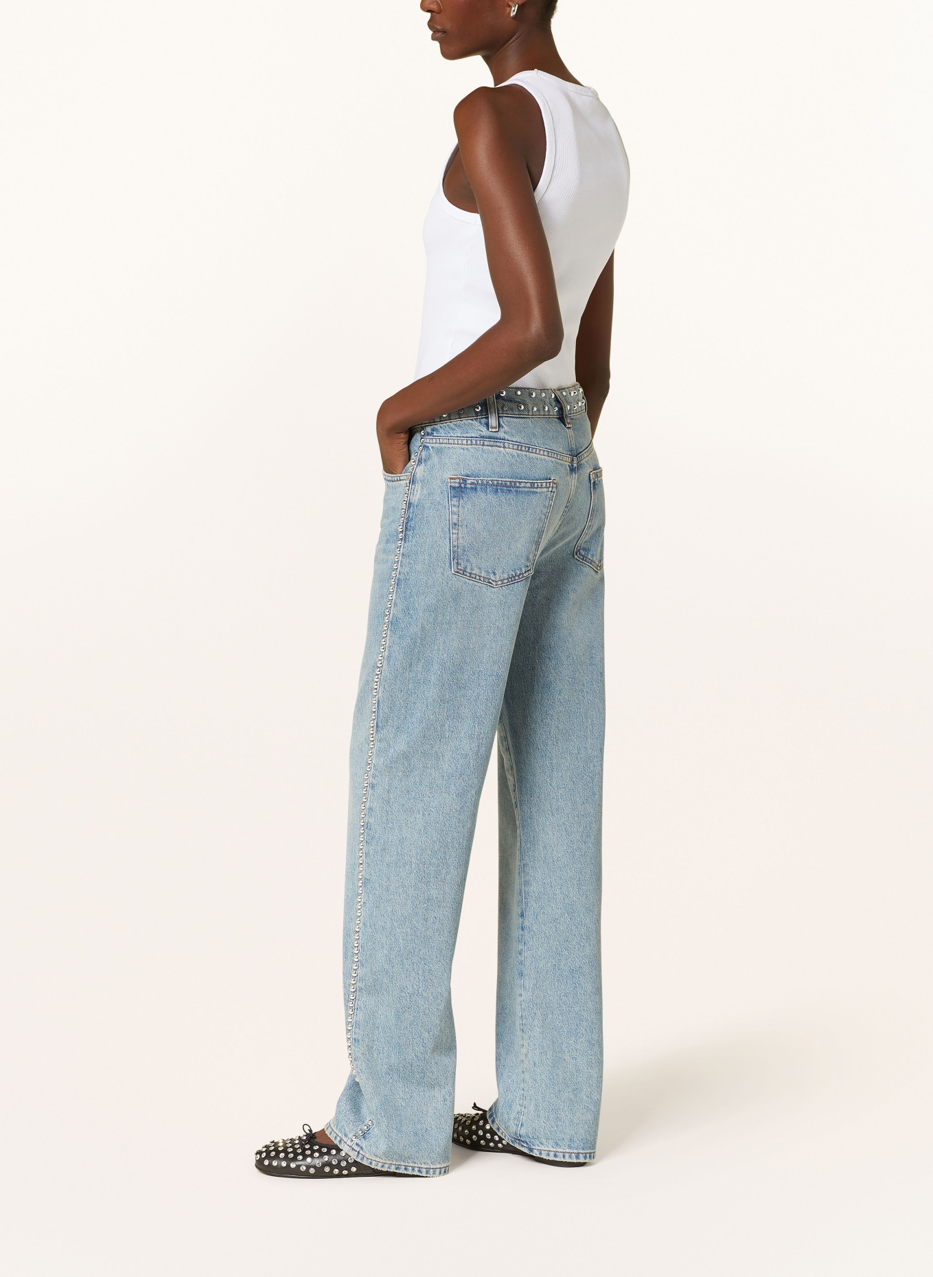 maje Straight Jeans mit Nieten, Farbe: 0201 BLUE (Bild 4)
