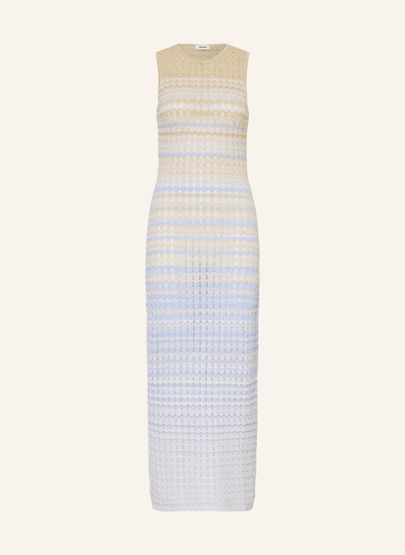 SANDRO Dzianinowa sukienka z błyszczącą przędzą, Kolor: JASNONIEBIESKI/ ZŁOTY (Obrazek 1)