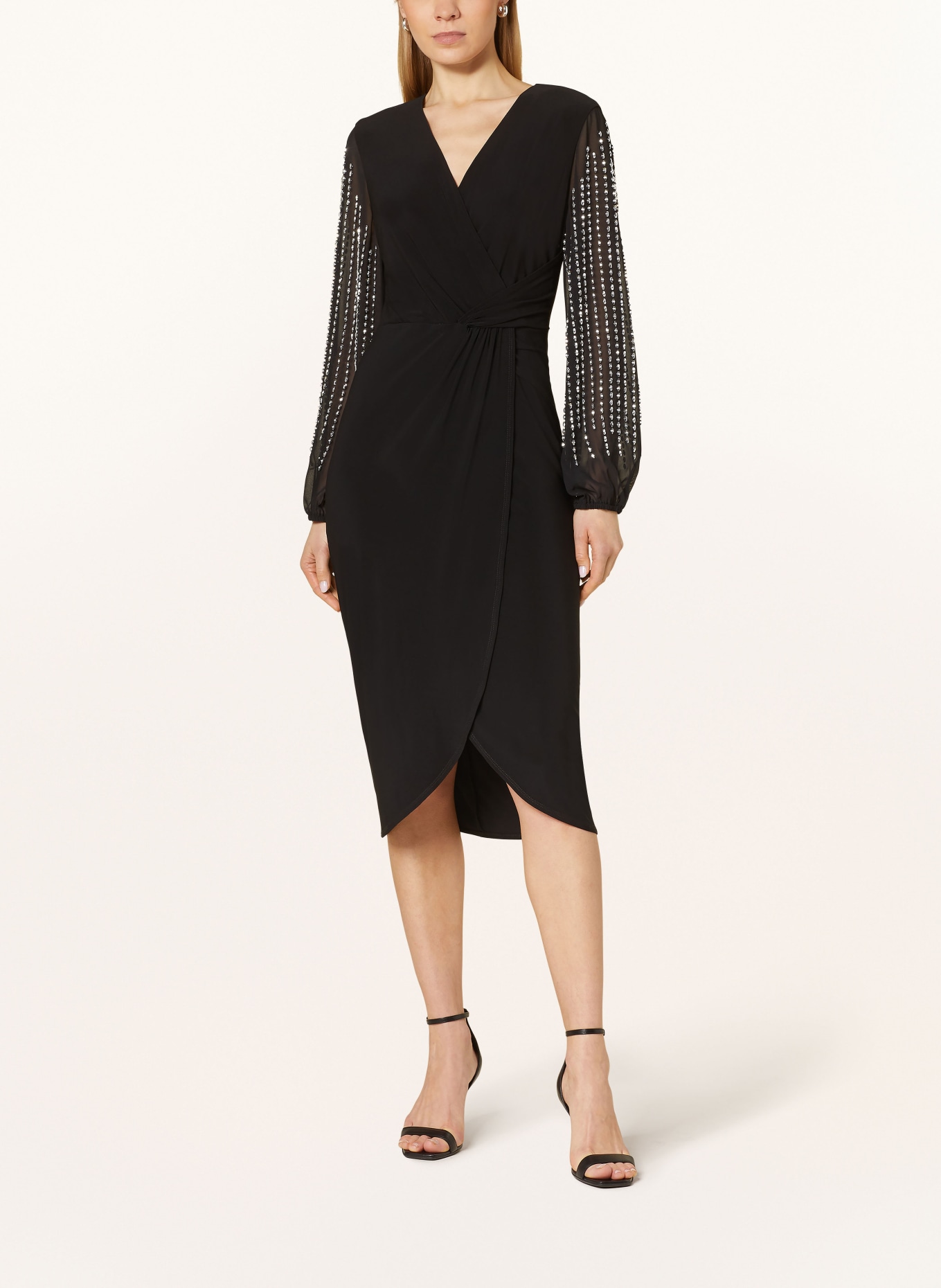 Black wrap cocktail dress sales