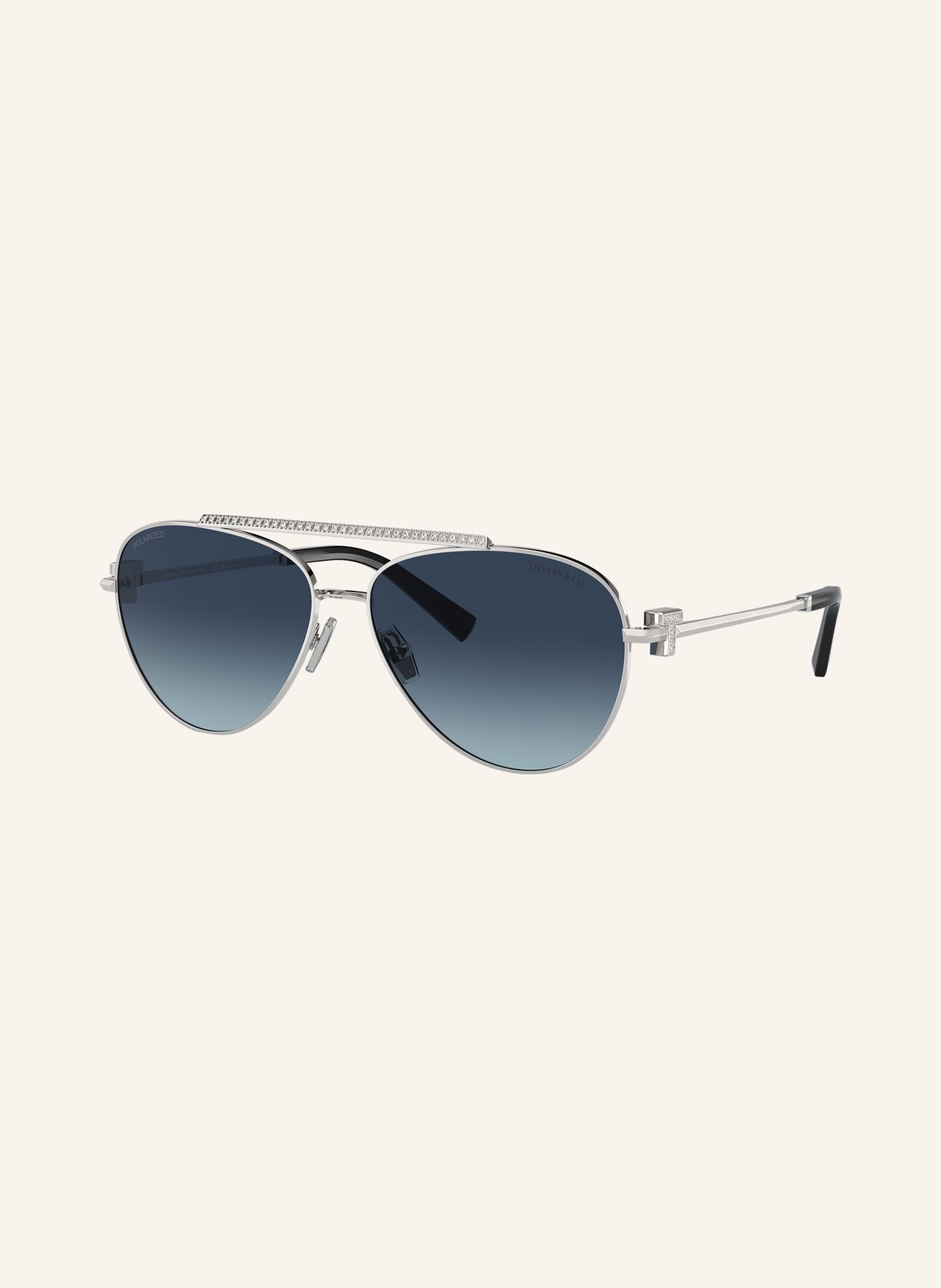 TIFFANY & Co. Sunglasses TF3101B with decorative gems, Color: 60014U - SILVER/ BLUE POLARIZED (Image 1)