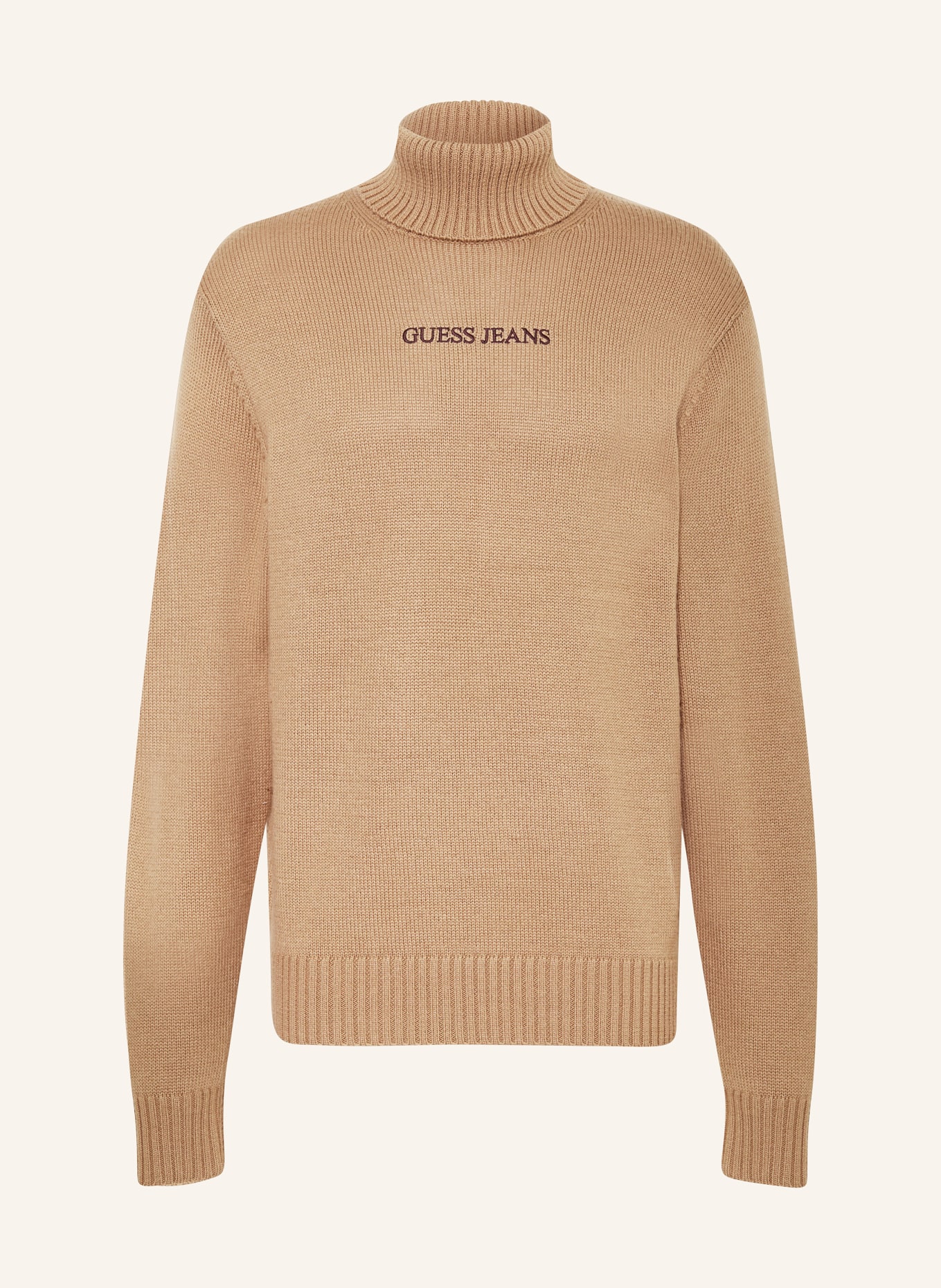 GUESS JEANS Turtleneck sweater in camel