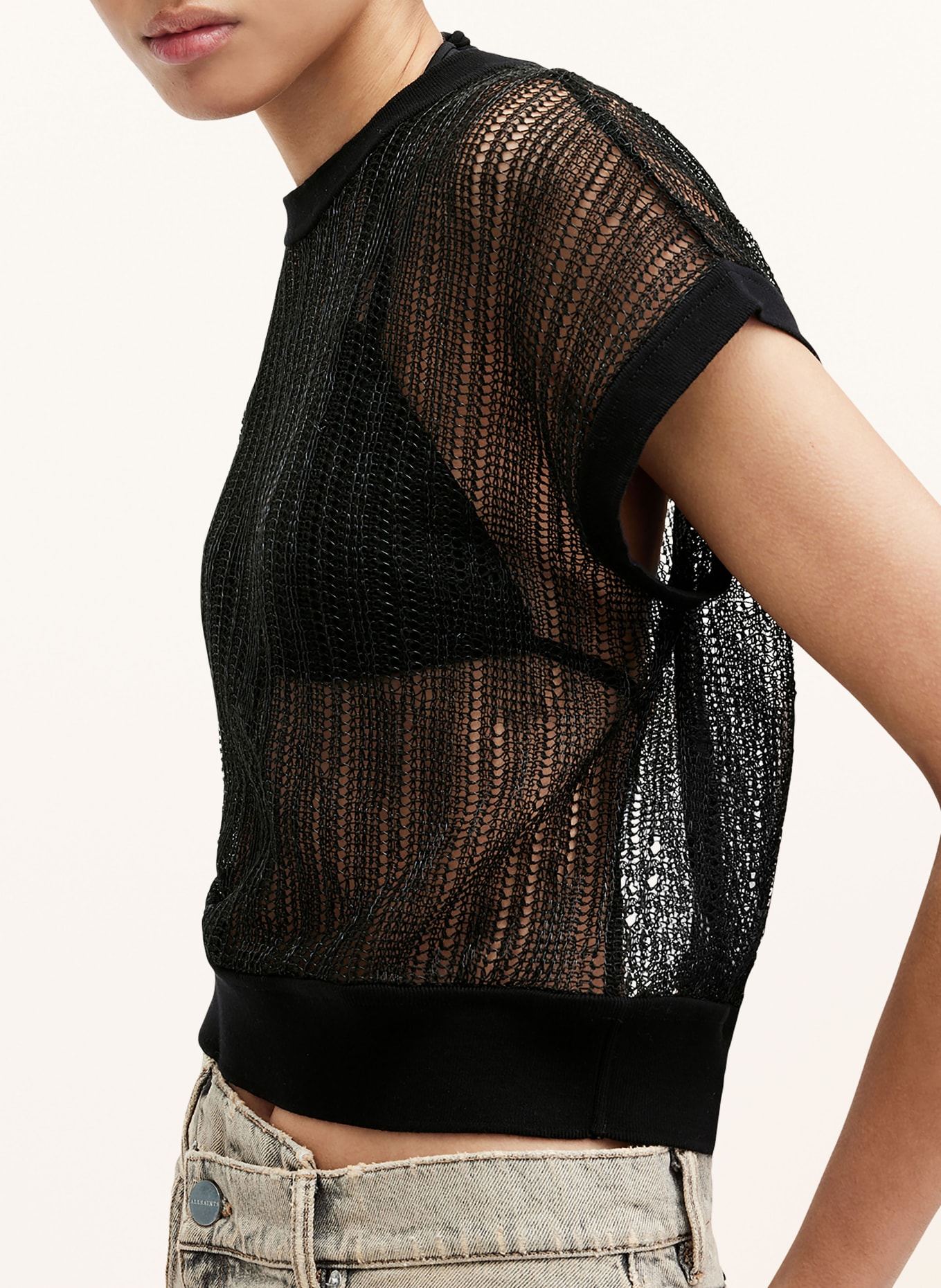ALLSAINTS Knit shirt GIANA with glitter thread, Color: BLACK (Image 4)