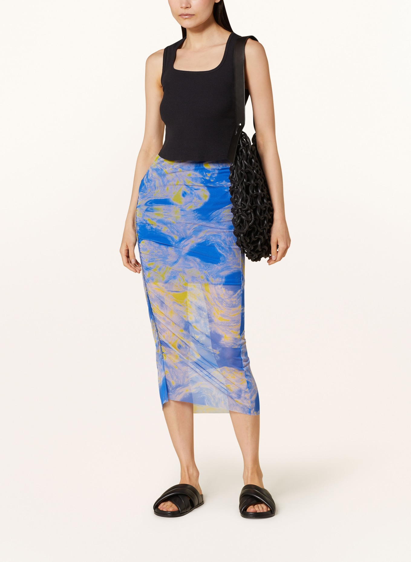 ALLSAINTS Mesh skirt NORA, Color: BLUE/ YELLOW (Image 2)