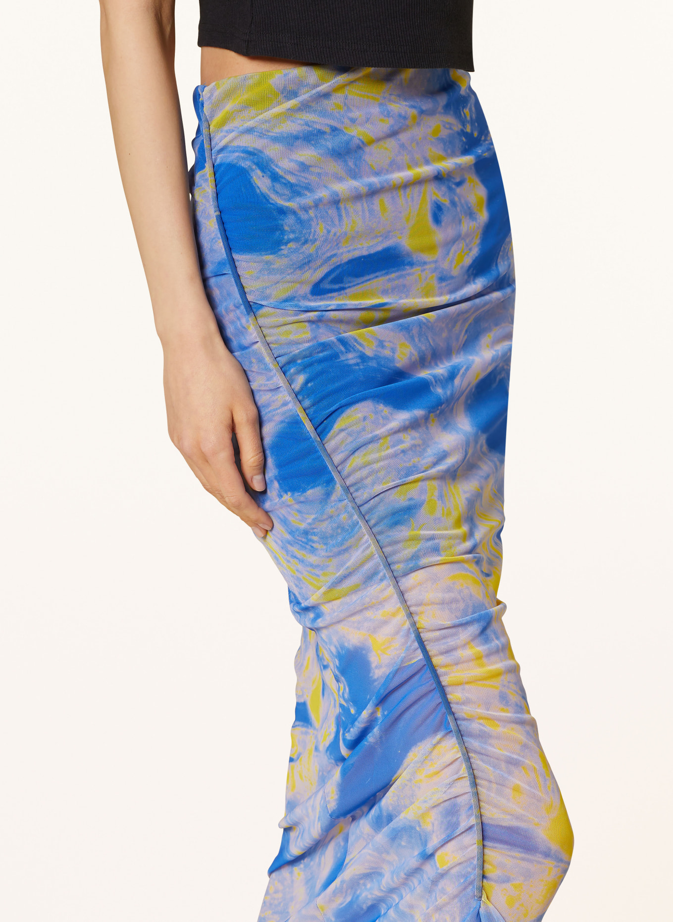 ALLSAINTS Mesh skirt NORA, Color: BLUE/ YELLOW (Image 4)