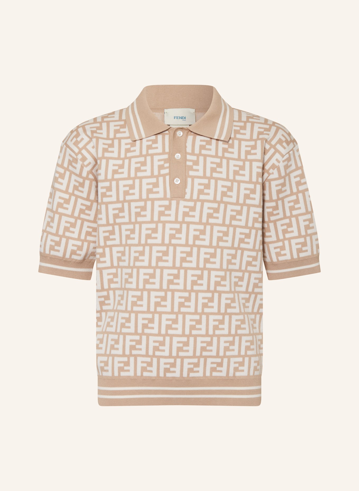 FENDI Piqué-Poloshirt, Farbe: BEIGE/ WEISS (Bild 1)