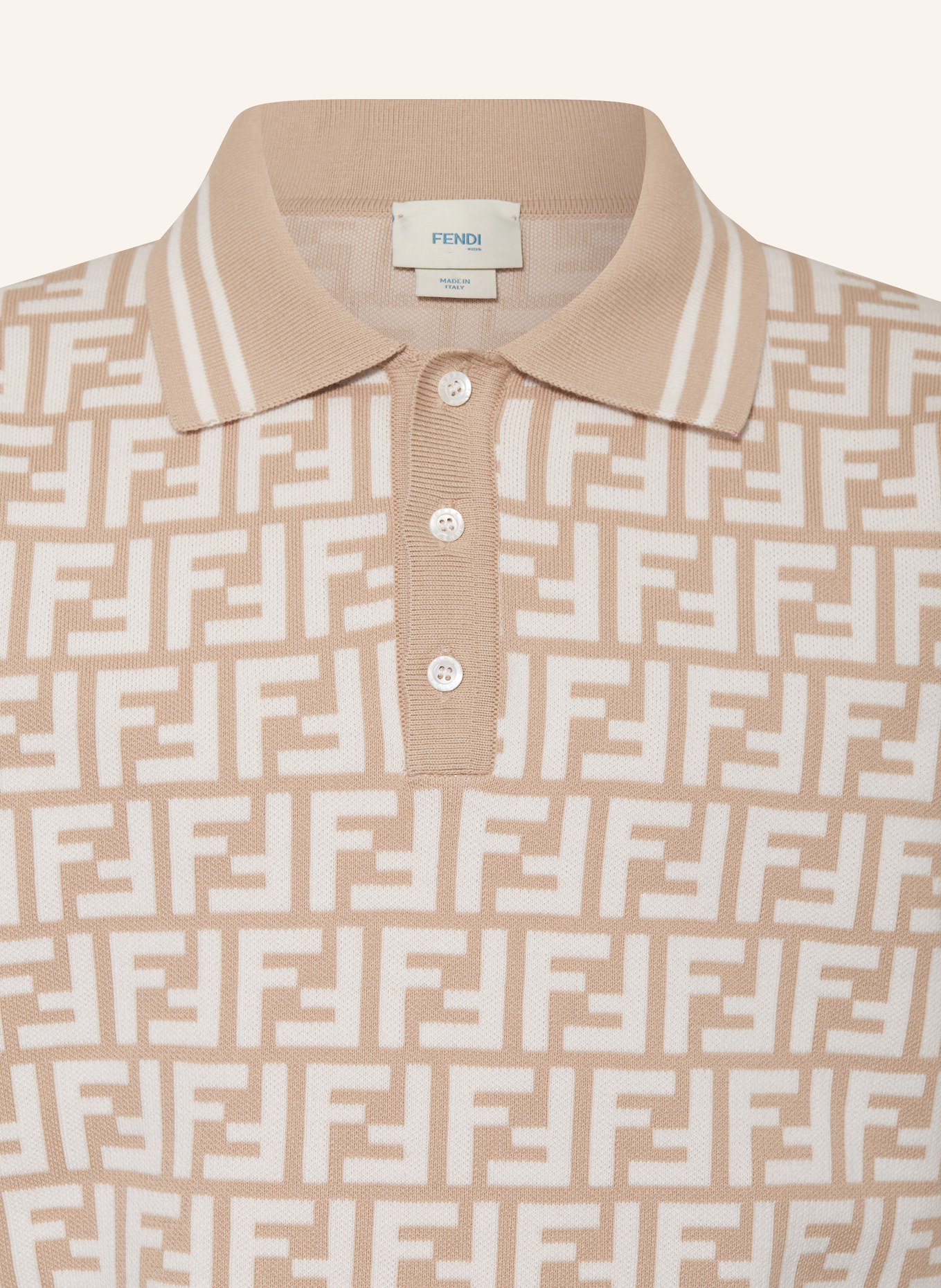 FENDI Piqué-Poloshirt, Farbe: BEIGE/ WEISS (Bild 3)