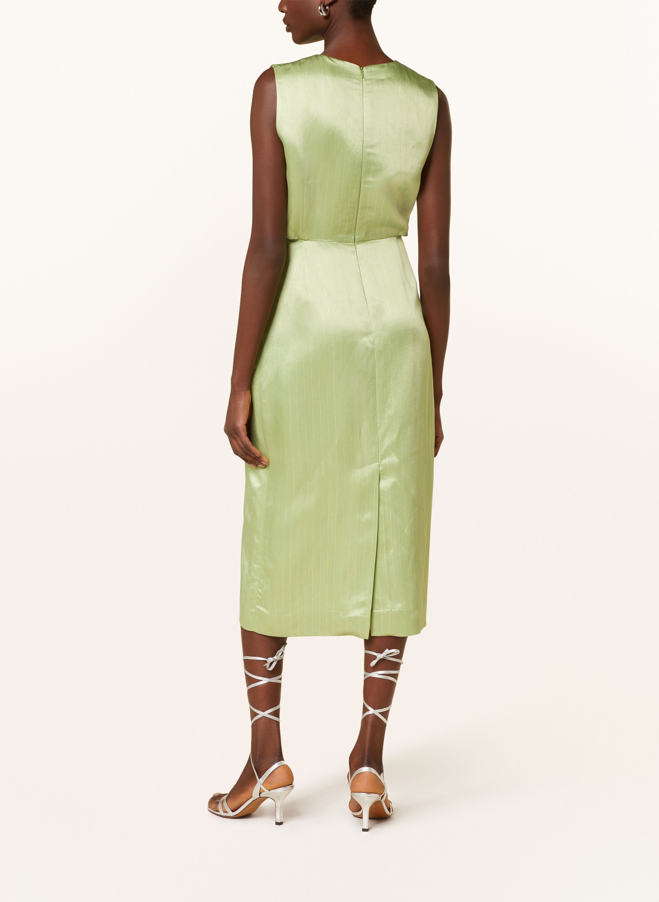 SANDRO Kleid mit Cut-outs und Leinen, Farbe: GRÜN/ SILBER (Bild 3)