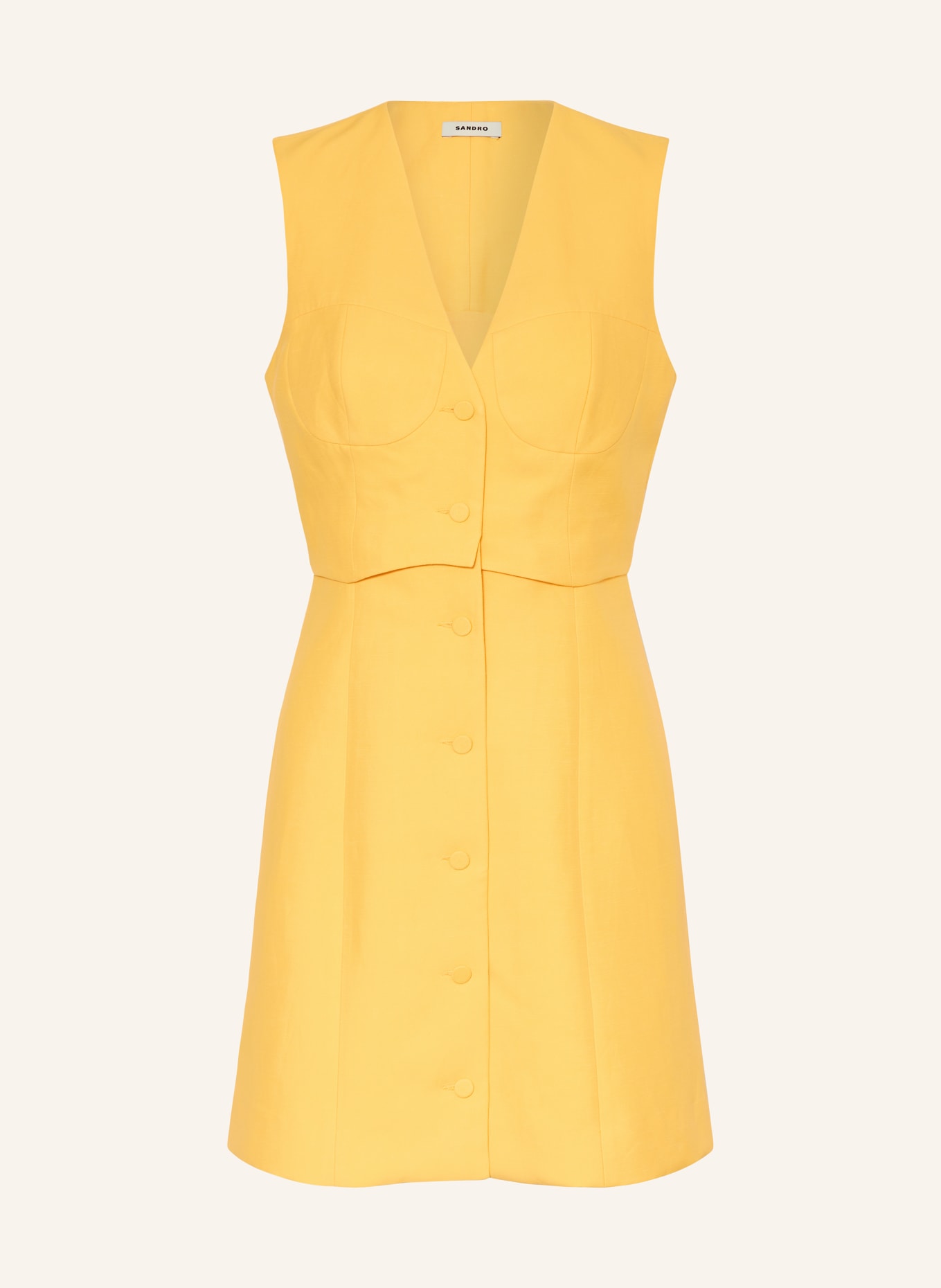 SANDRO Sukienka z dodatkiem lnu, Kolor: E120 YELLOW ORANGE (Obrazek 1)