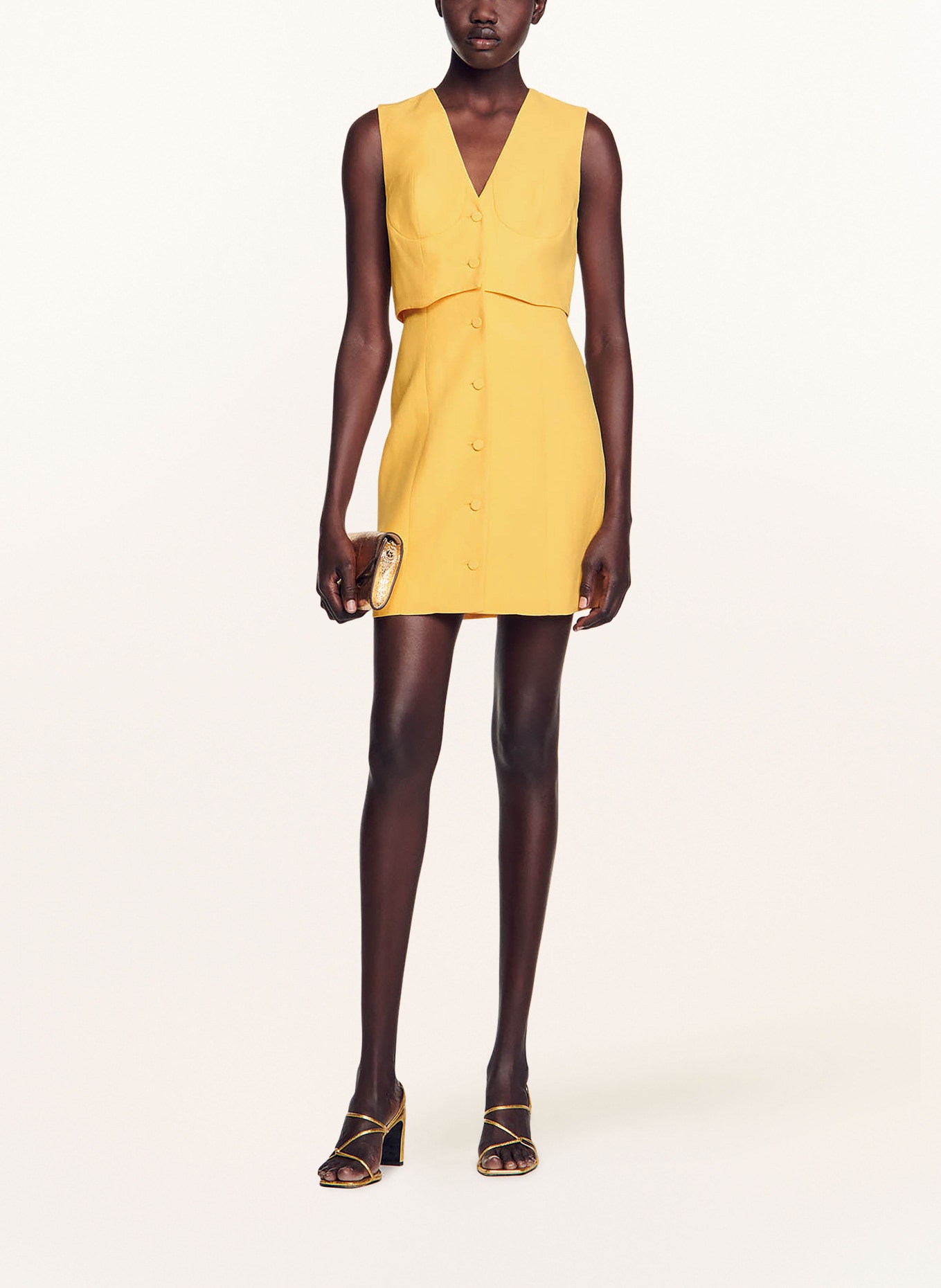 SANDRO Kleid mit Leinen, Farbe: E120 YELLOW ORANGE (Bild 2)