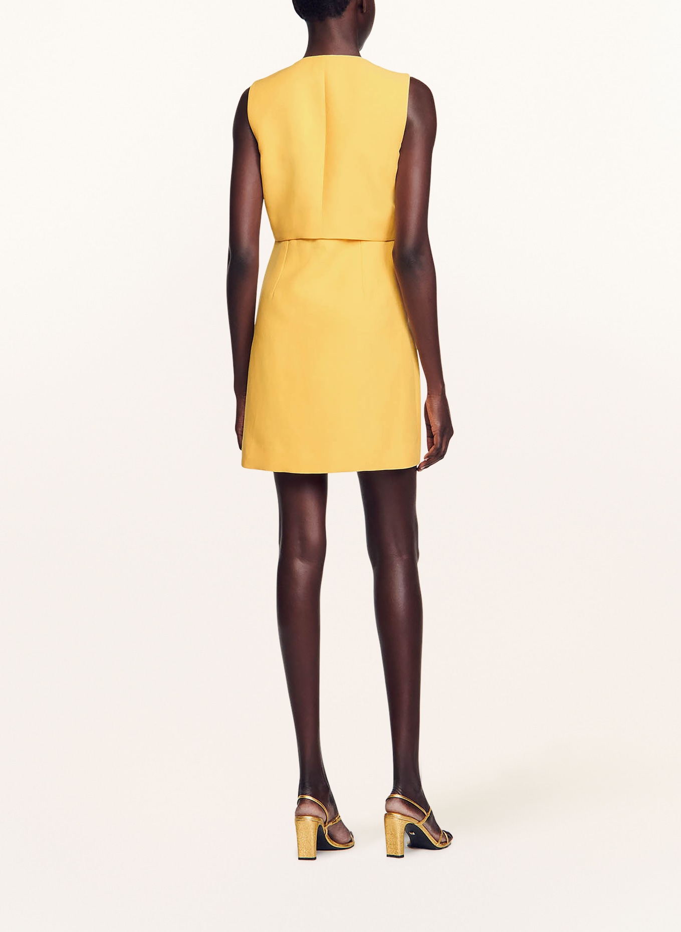 SANDRO Sukienka z dodatkiem lnu, Kolor: E120 YELLOW ORANGE (Obrazek 3)