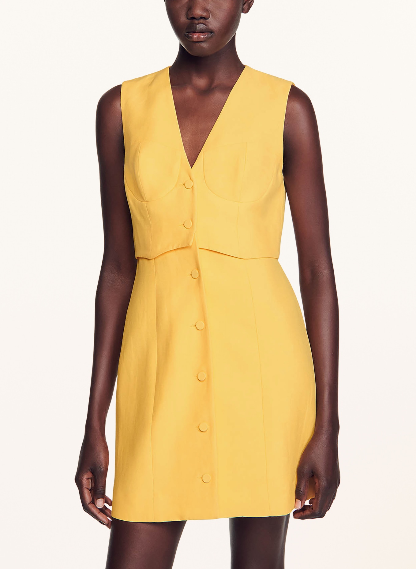 SANDRO Kleid mit Leinen, Farbe: E120 YELLOW ORANGE (Bild 4)