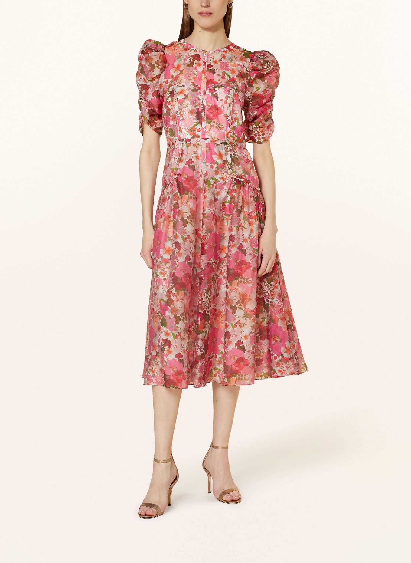 TED BAKER Dress BOTANI with cut-outs and ruffles, Color: PINK/ PINK/ GREEN (Image 2)