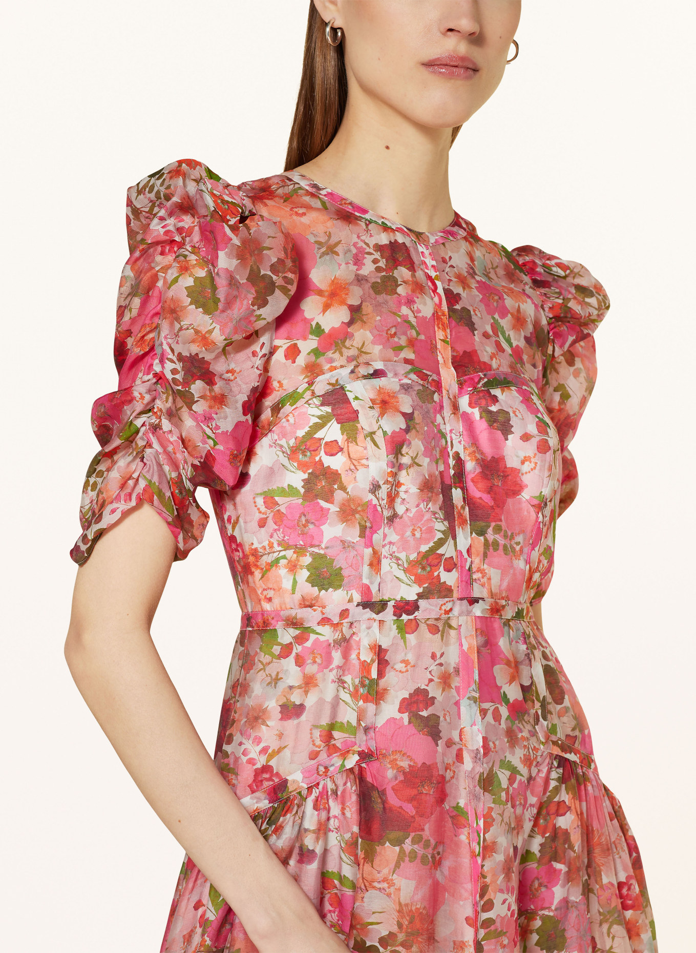 TED BAKER Kleid BOTANI mit Cut-out und Rüschen, Farbe: PINK/ ROSA/ GRÜN (Bild 4)