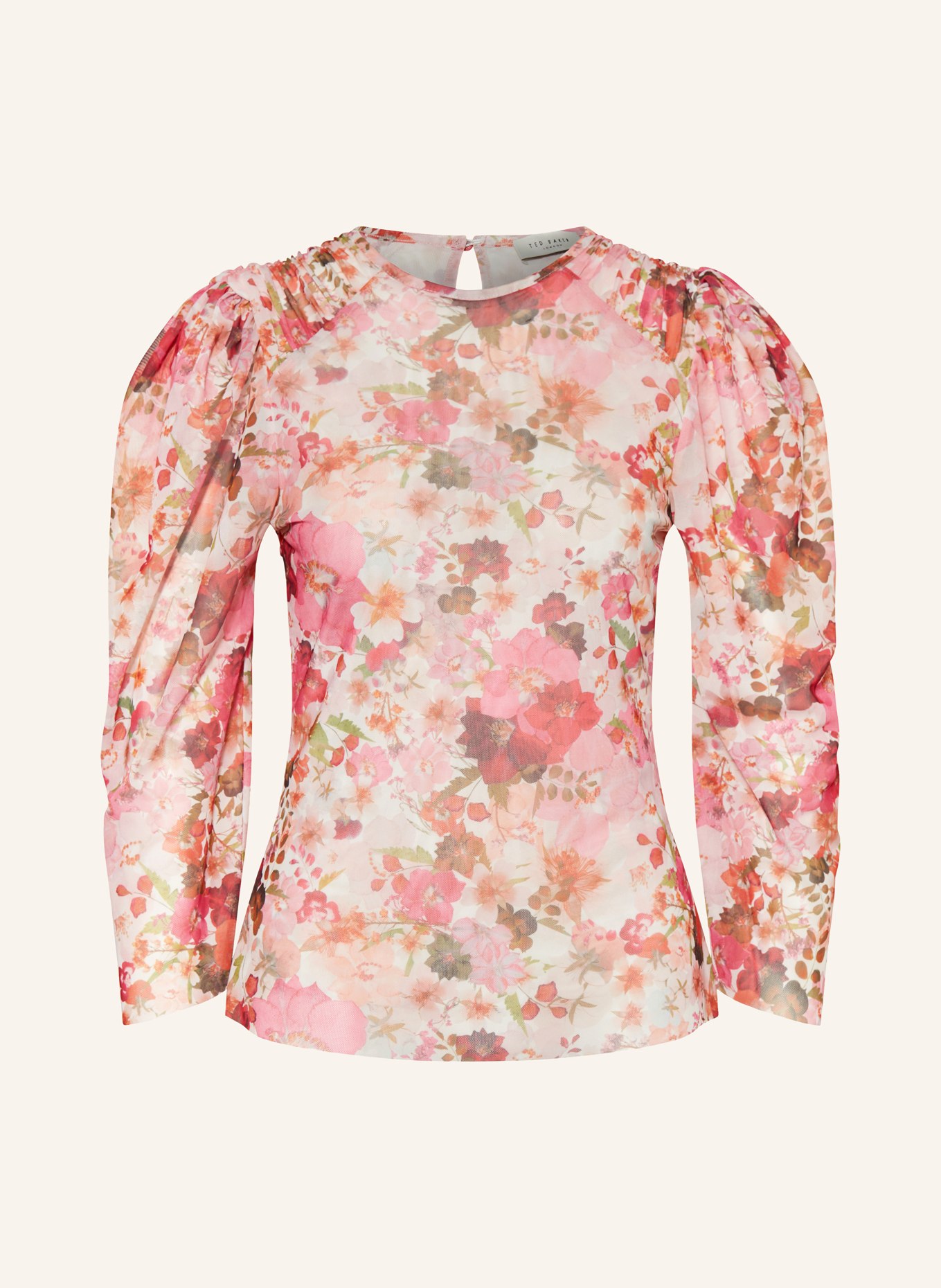 TED BAKER Shirt blouse RAELEY with 3/4 sleeves, Color: CREAM/ PINK/ LIGHT ORANGE (Image 1)