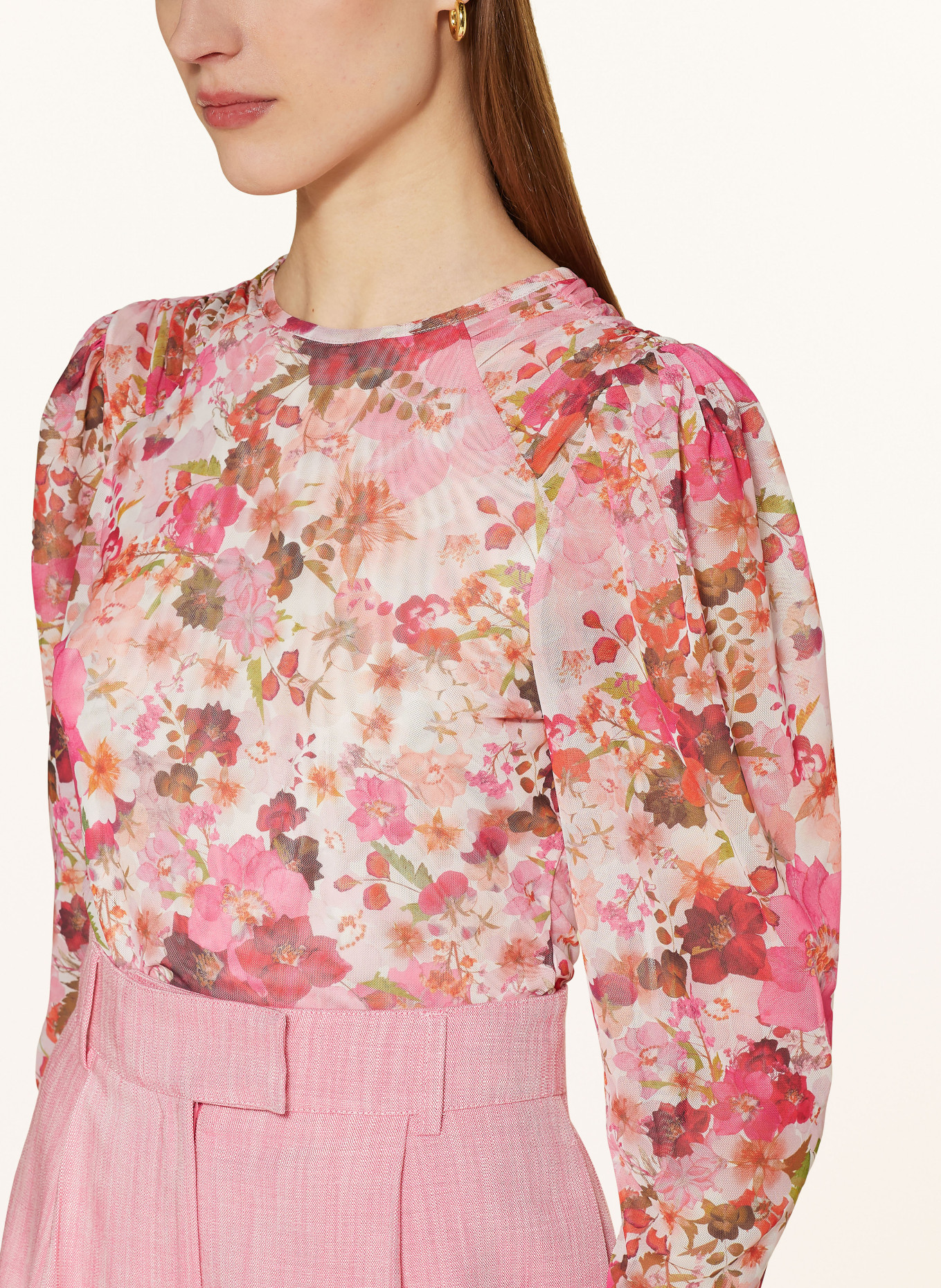 TED BAKER Shirt blouse RAELEY with 3/4 sleeves, Color: CREAM/ PINK/ LIGHT ORANGE (Image 4)