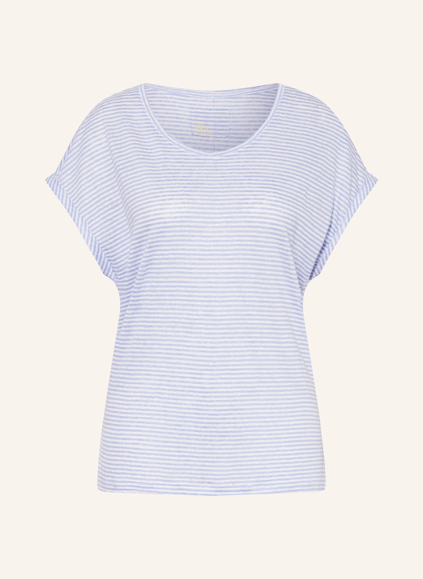 oui Knit shirt in linen, Color: WHITE/ BLUE (Image 1)