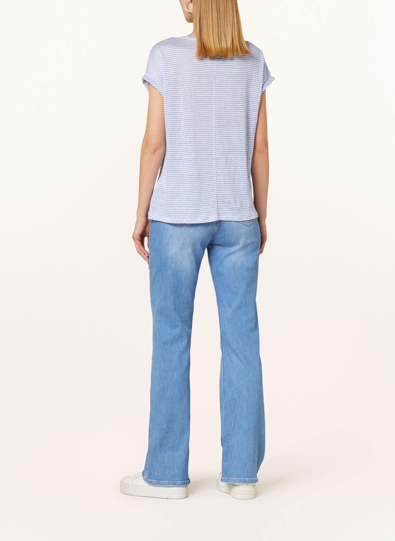 oui Knit shirt in linen, Color: WHITE/ BLUE (Image 3)