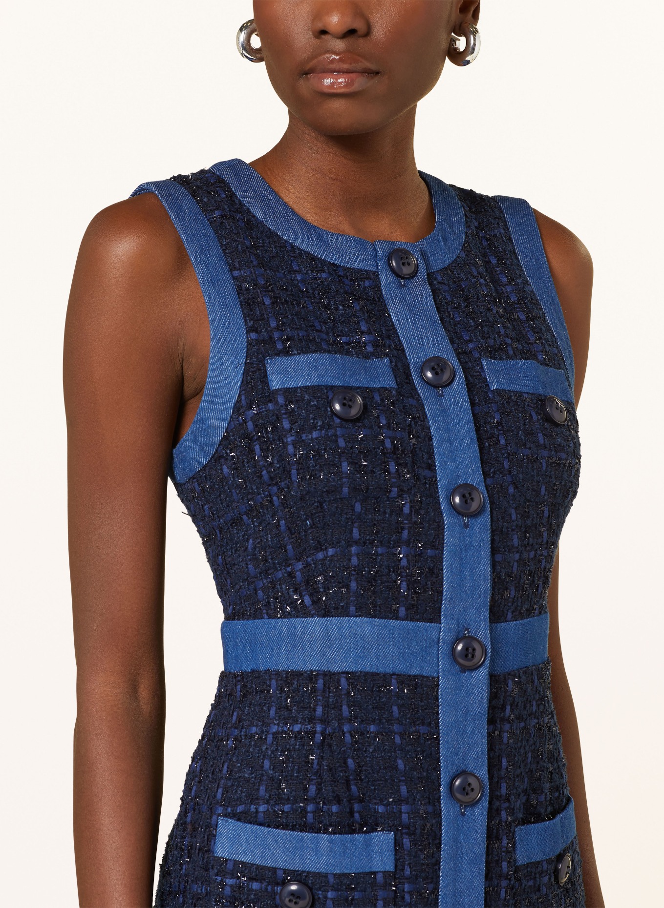 BAUM UND PFERDGARTEN Sheath dress ABEER in tweed: DARK BLUE / BLUE