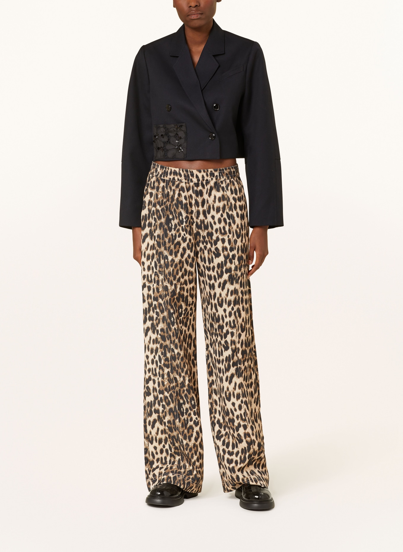 BAUM UND PFERDGARTEN Wide leg Flag trousers NALANA: LIGHT BROWN/ BROWN/ BLACK