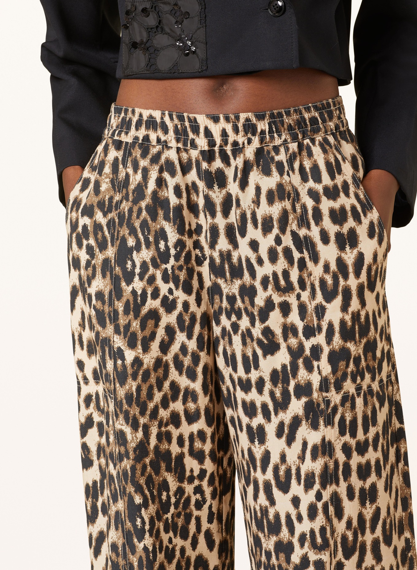 BAUM UND PFERDGARTEN Wide leg Flag trousers NALANA: LIGHT BROWN/ BROWN/ BLACK