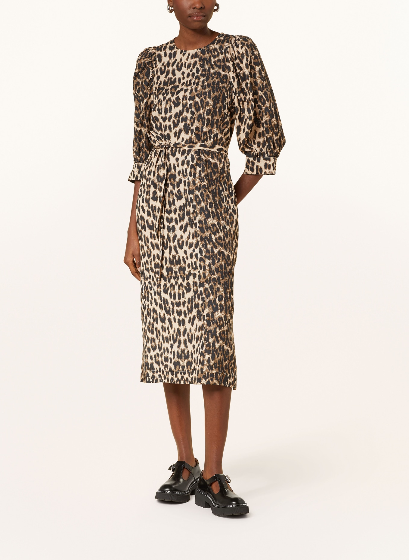 BAUM UND PFERDGARTEN Robe ALYA à manches 3/4: MARRON CLAIR/ MARRON FONCÉ