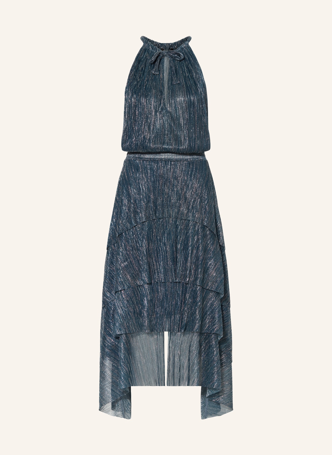 maje Kleid mit Glitzergarn und Volants, Farbe: PETROL (Bild 1)