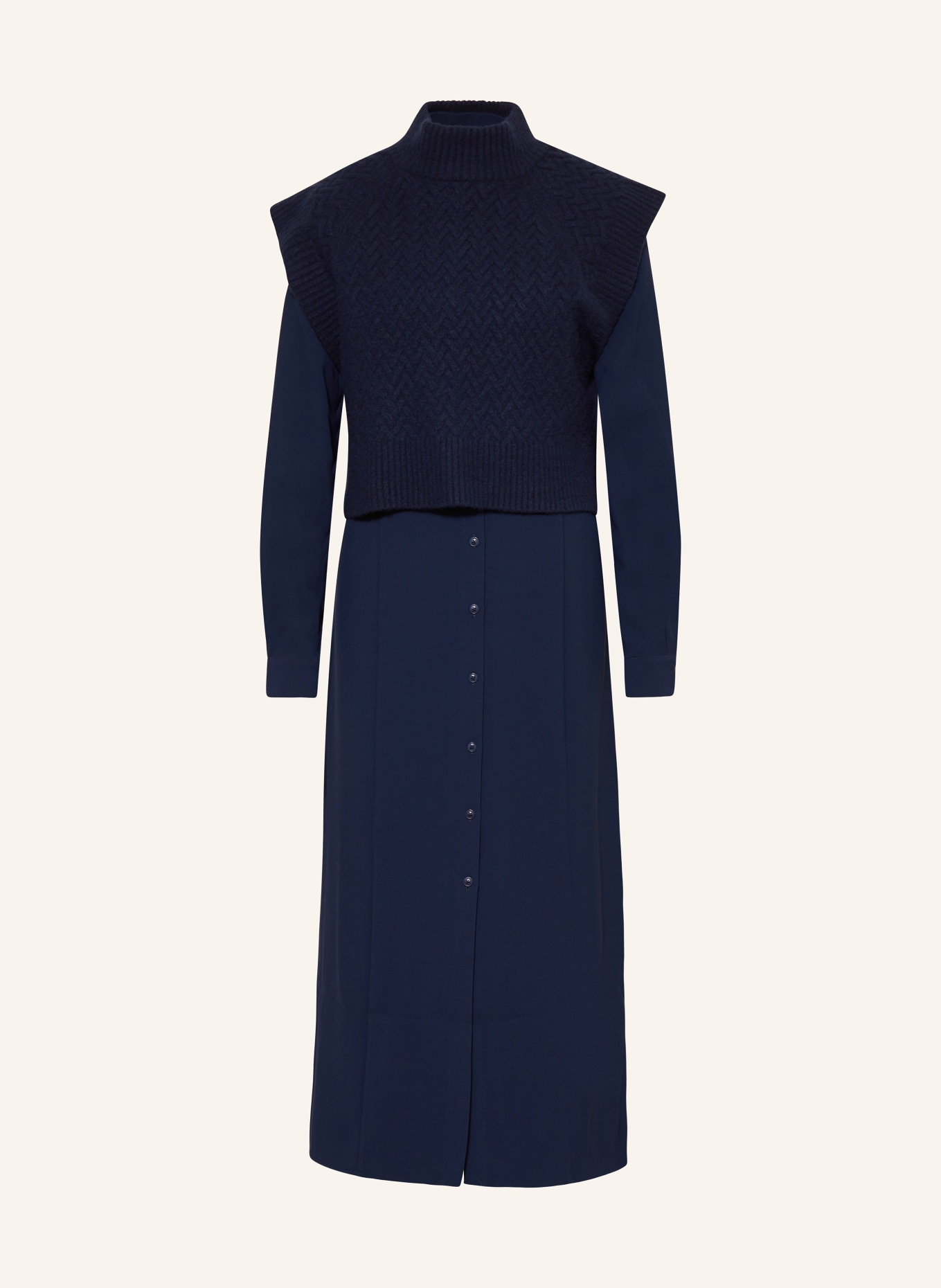 TED BAKER Sada ELSIIEY: košilové šaty pletená vesta: TMAVĚ MODRÁ