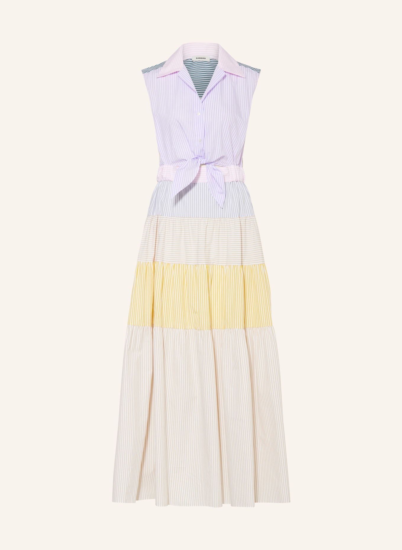 SANDRO Kleid mit Cut-out, Farbe: HELLLILA/ HELLROSA/ GELB (Bild 1)