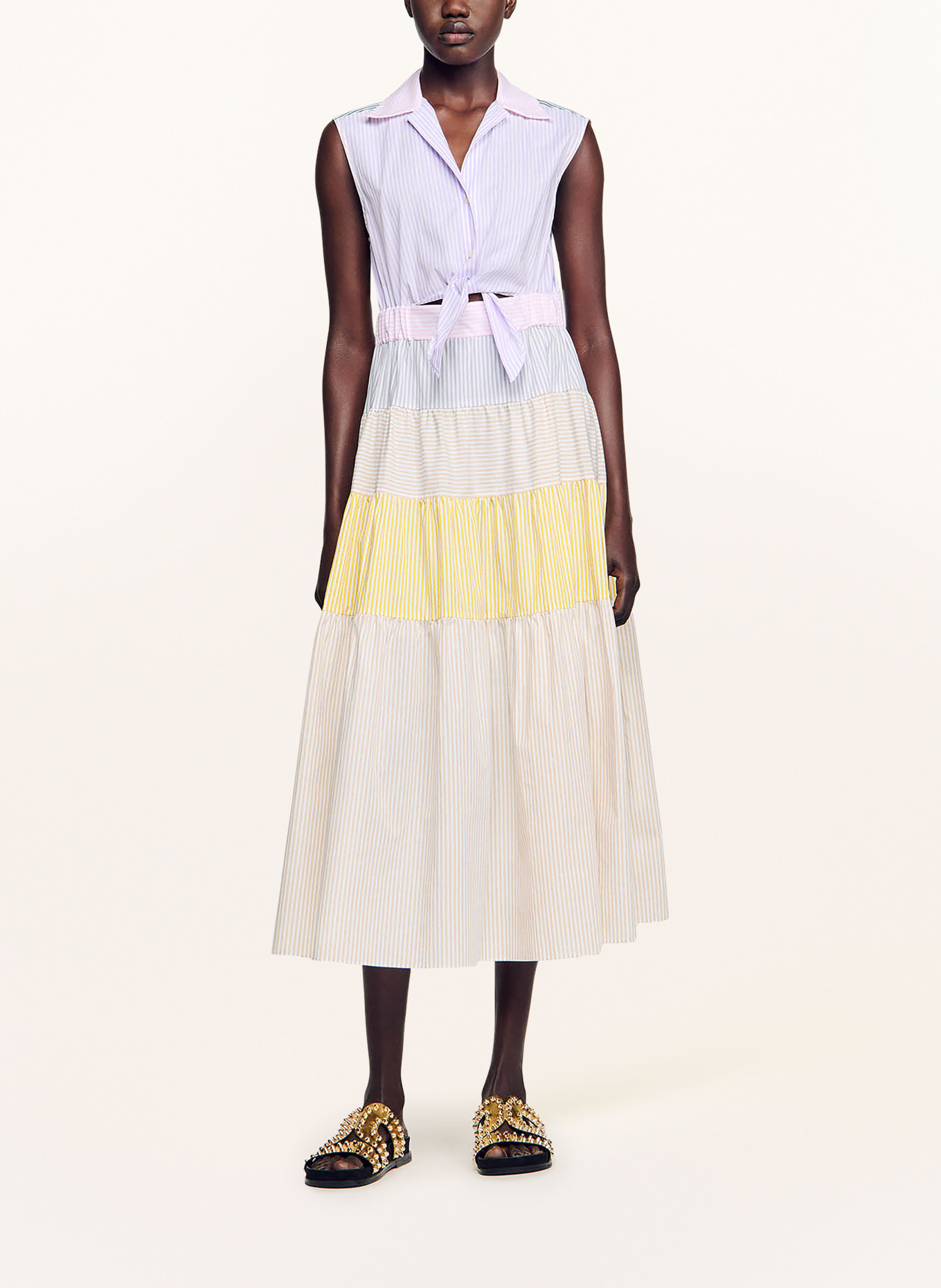 SANDRO Kleid mit Cut-out, Farbe: HELLLILA/ HELLROSA/ GELB (Bild 2)