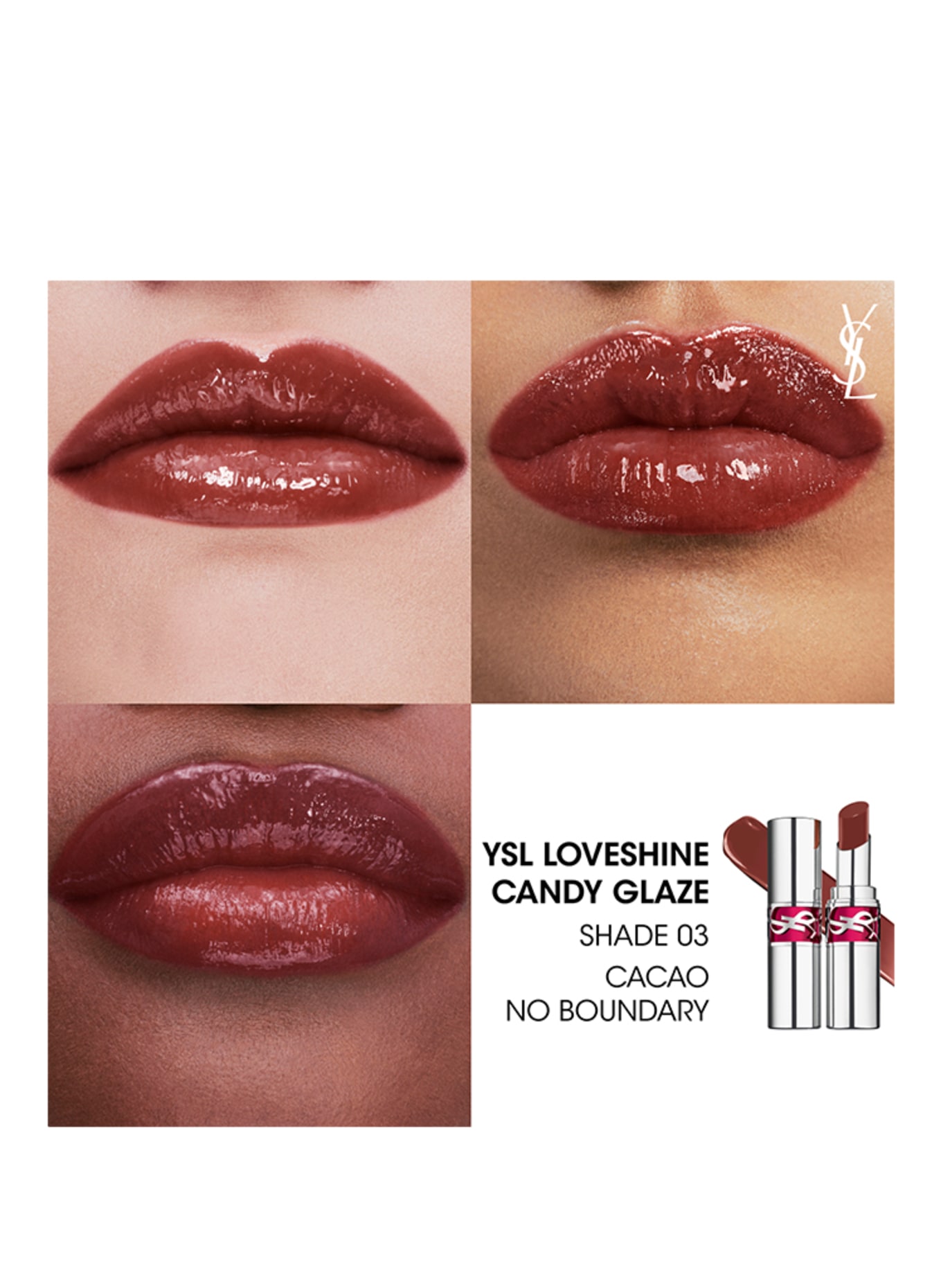 YVES SAINT LAURENT BEAUTÉ LOVESHINE CANDY GLAZE: 3 CACAO NO BOUNDARY