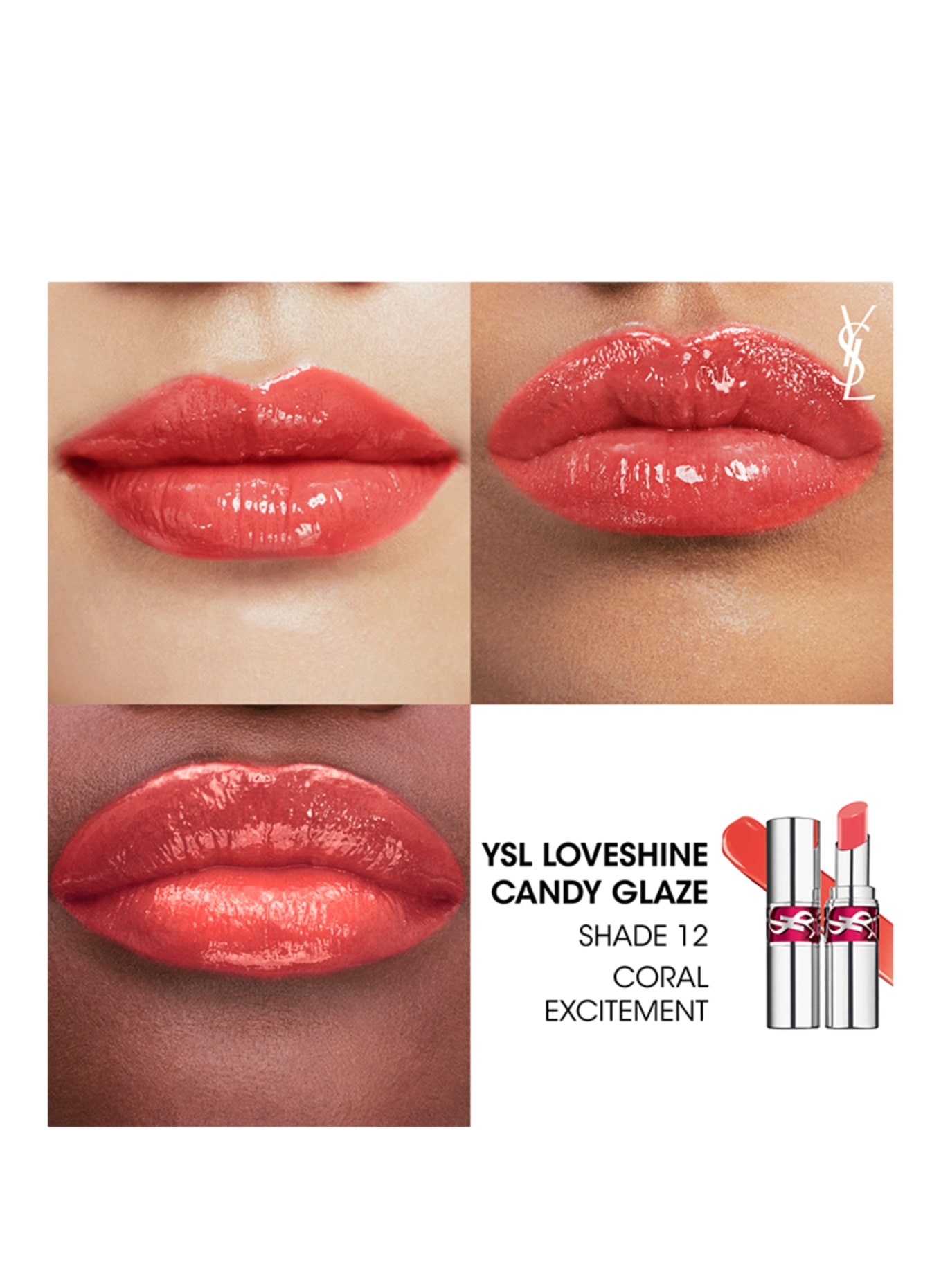 YVES SAINT LAURENT BEAUTÉ LOVESHINE CANDY GLAZE: 12 CORAL EXCITEMENT