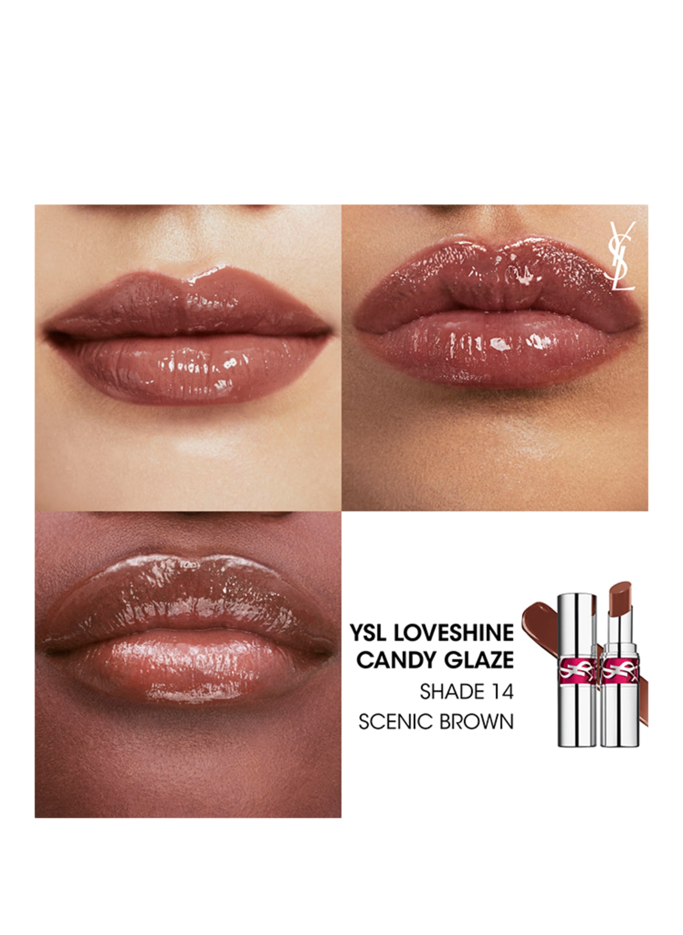 YVES SAINT LAURENT BEAUTÉ LOVESHINE CANDY GLAZE: 14 SCENIC BROWN