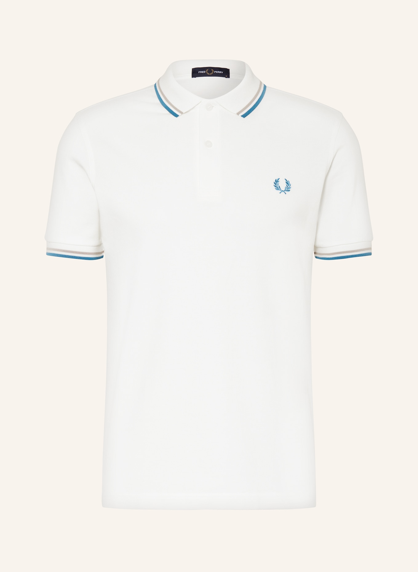 FRED PERRY Piqué-Poloshirt, Farbe: CREME/ PETROL/ KHAKI (Bild 1)