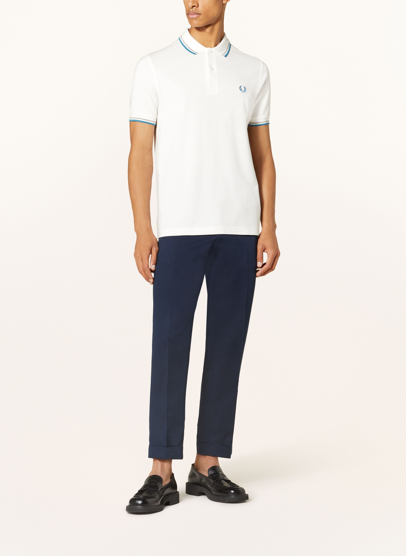 FRED PERRY Piqué polo shirt, Color: CREAM/ TEAL/ KHAKI (Image 2)