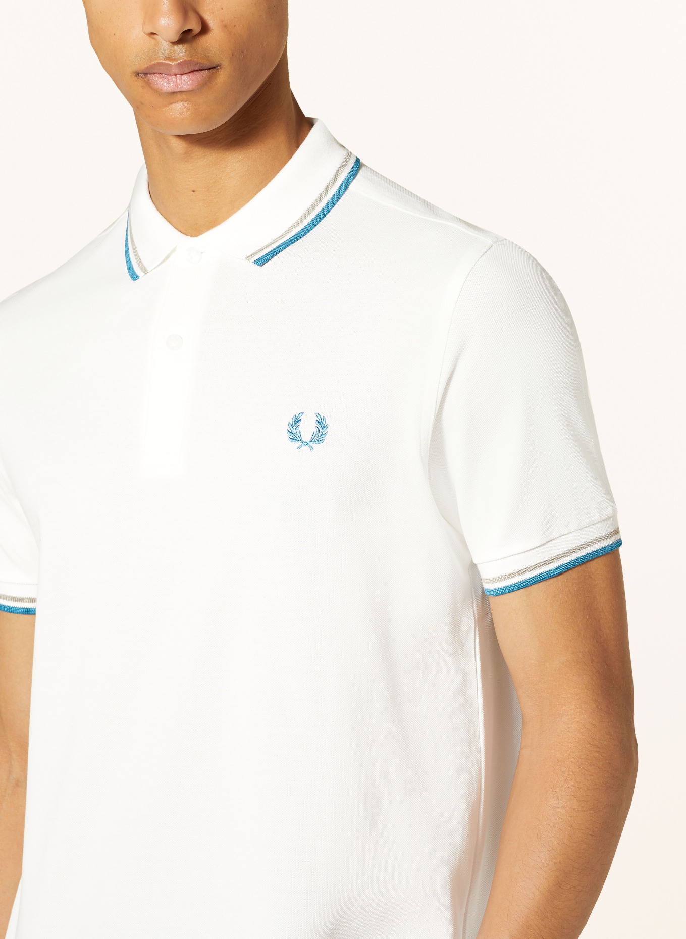 FRED PERRY Piqué-Poloshirt, Farbe: CREME/ PETROL/ KHAKI (Bild 4)