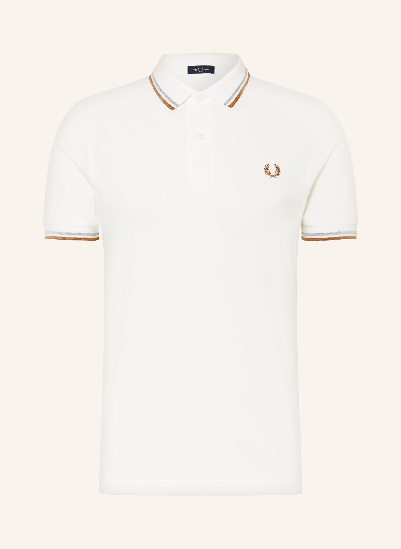 FRED PERRY Piqué polo shirt, Color: CREAM/ BROWN/ MINT (Image 1)