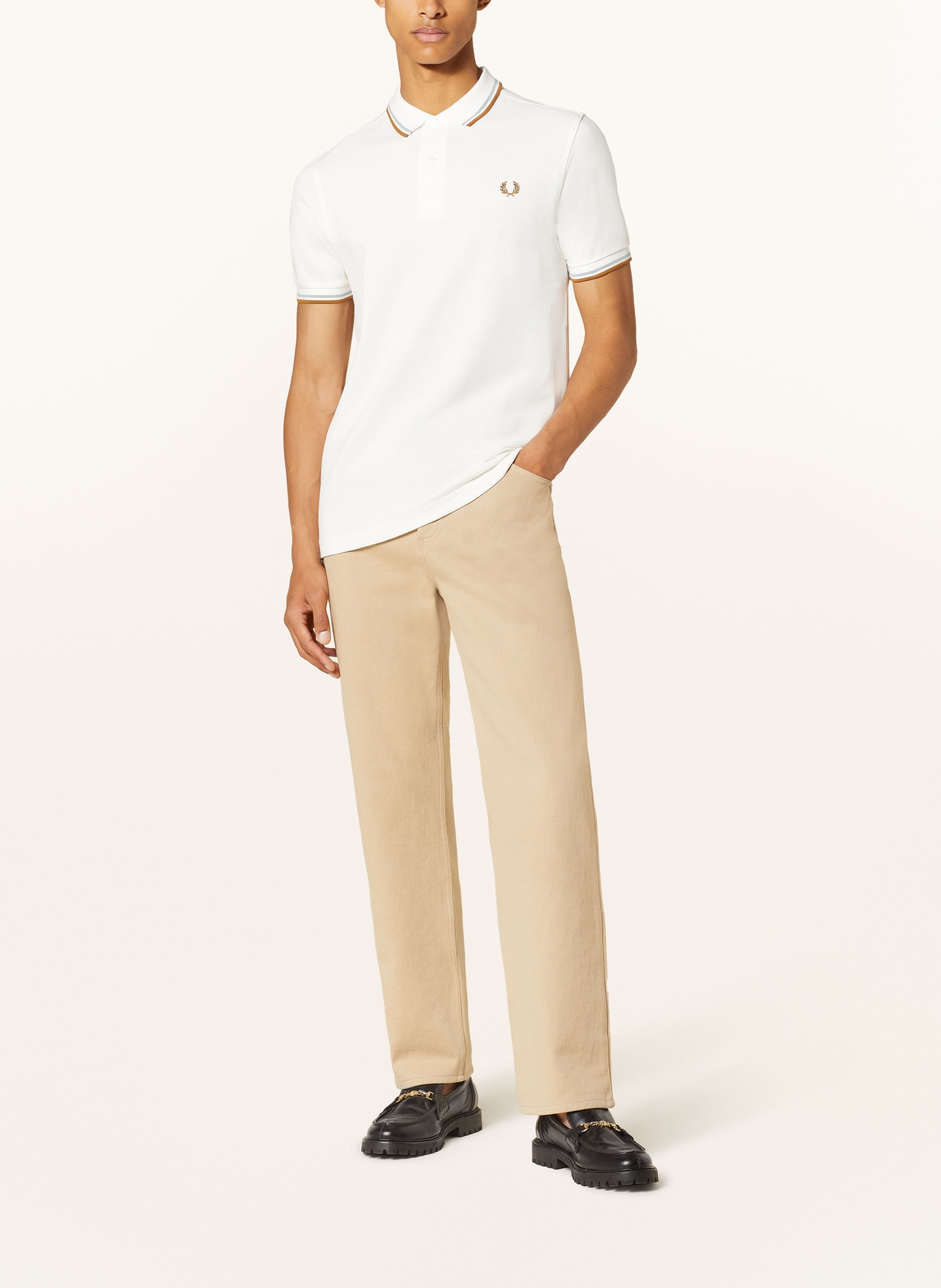 FRED PERRY Piqué polo shirt, Color: CREAM/ BROWN/ MINT (Image 2)