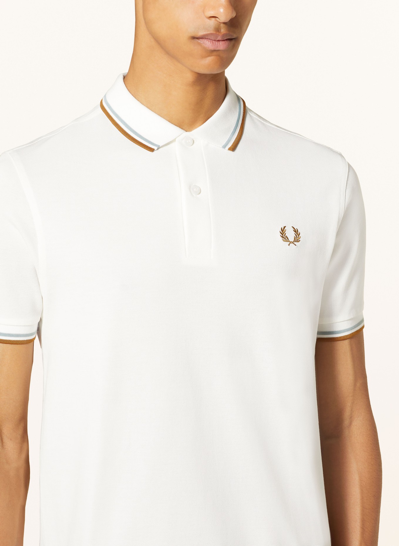 FRED PERRY Piqué polo shirt, Color: CREAM/ BROWN/ MINT (Image 4)