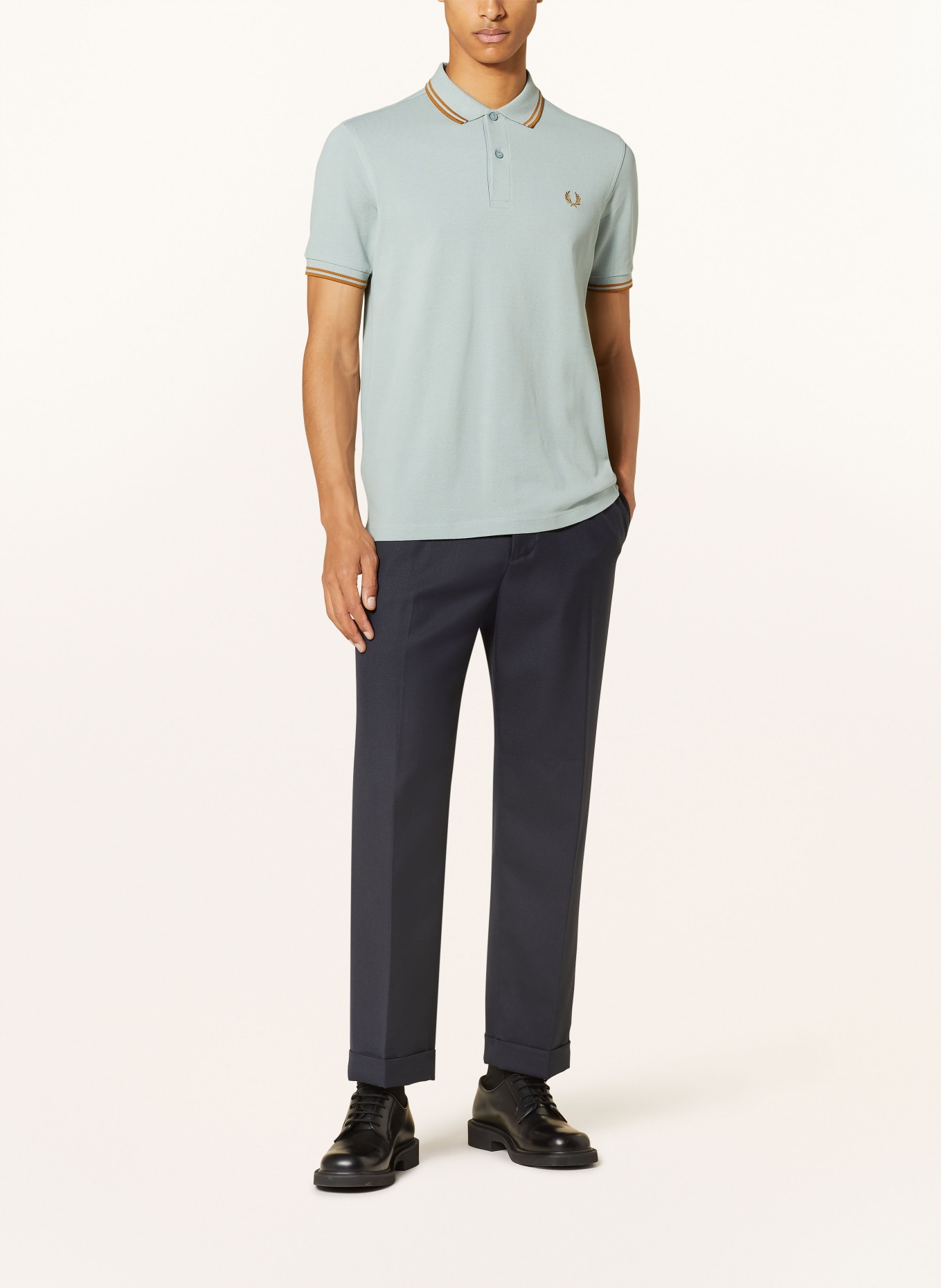 FRED PERRY Piqué-Poloshirt, Farbe: MINT/ HELLBRAUN (Bild 2)