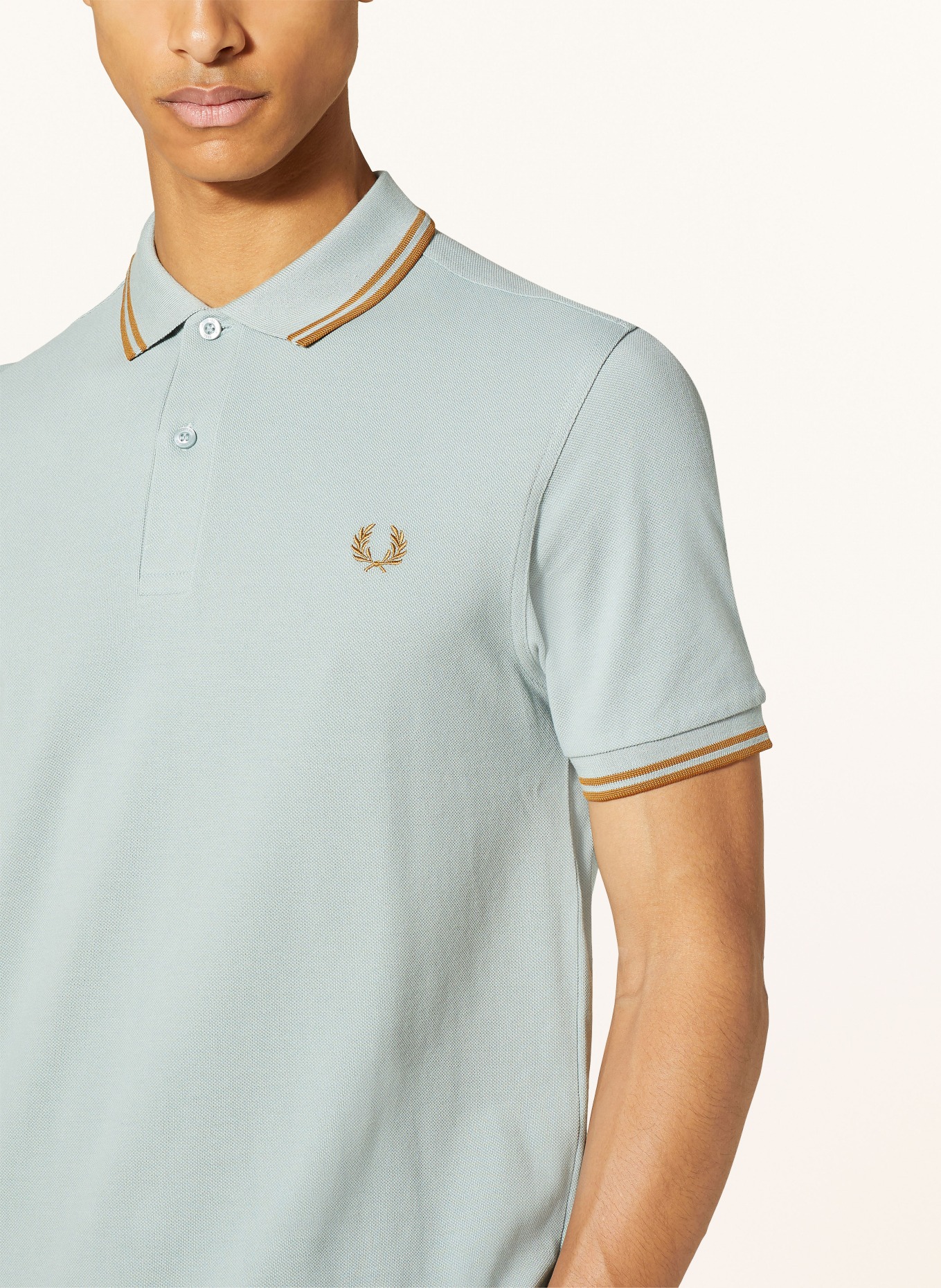 FRED PERRY Piqué polo shirt, Color: MINT/ LIGHT BROWN (Image 4)