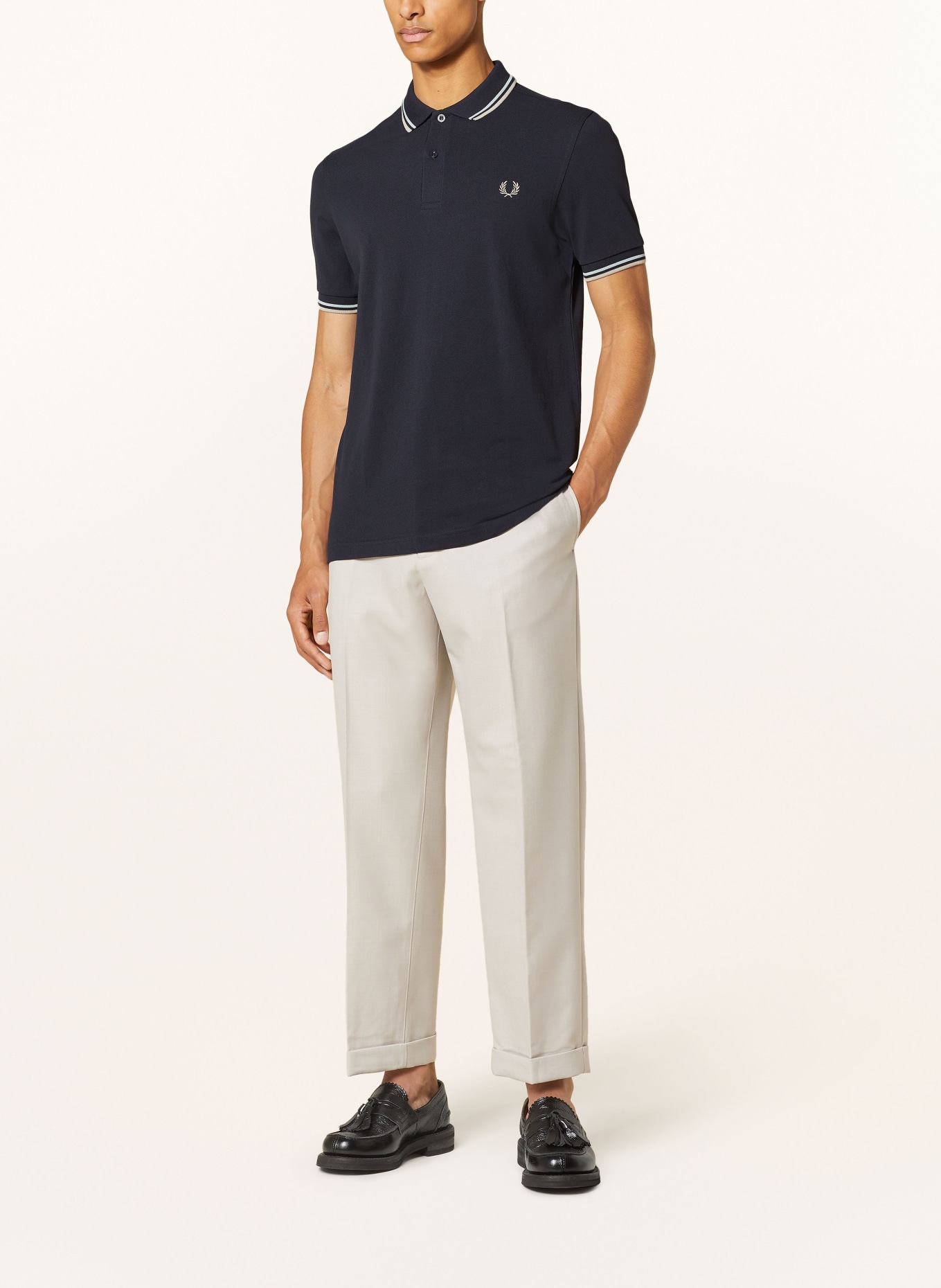 FRED PERRY Piqué polo shirt, Color: DARK BLUE/ MINT/ GRAY (Image 2)